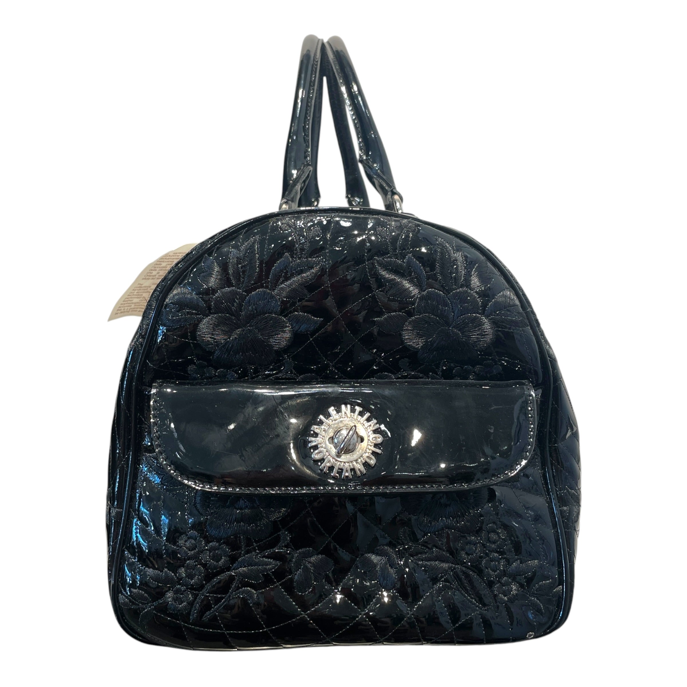 Orlandi Valentino/Luggage/Leather/BLK/Floral Lace Patent Duffel Bag view 2