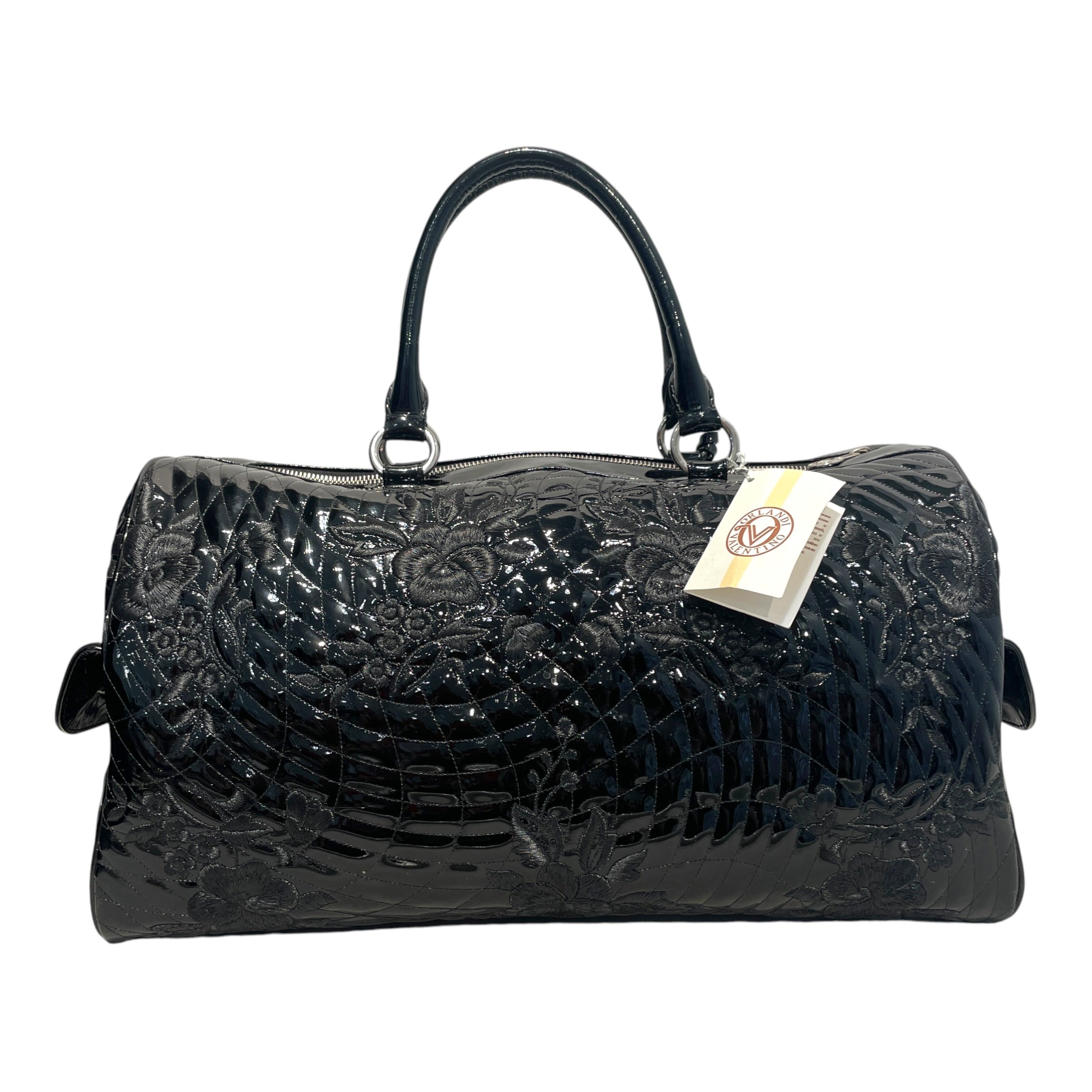 Orlandi Valentino/Luggage/Leather/BLK/Floral Lace Patent Duffel Bag view 3