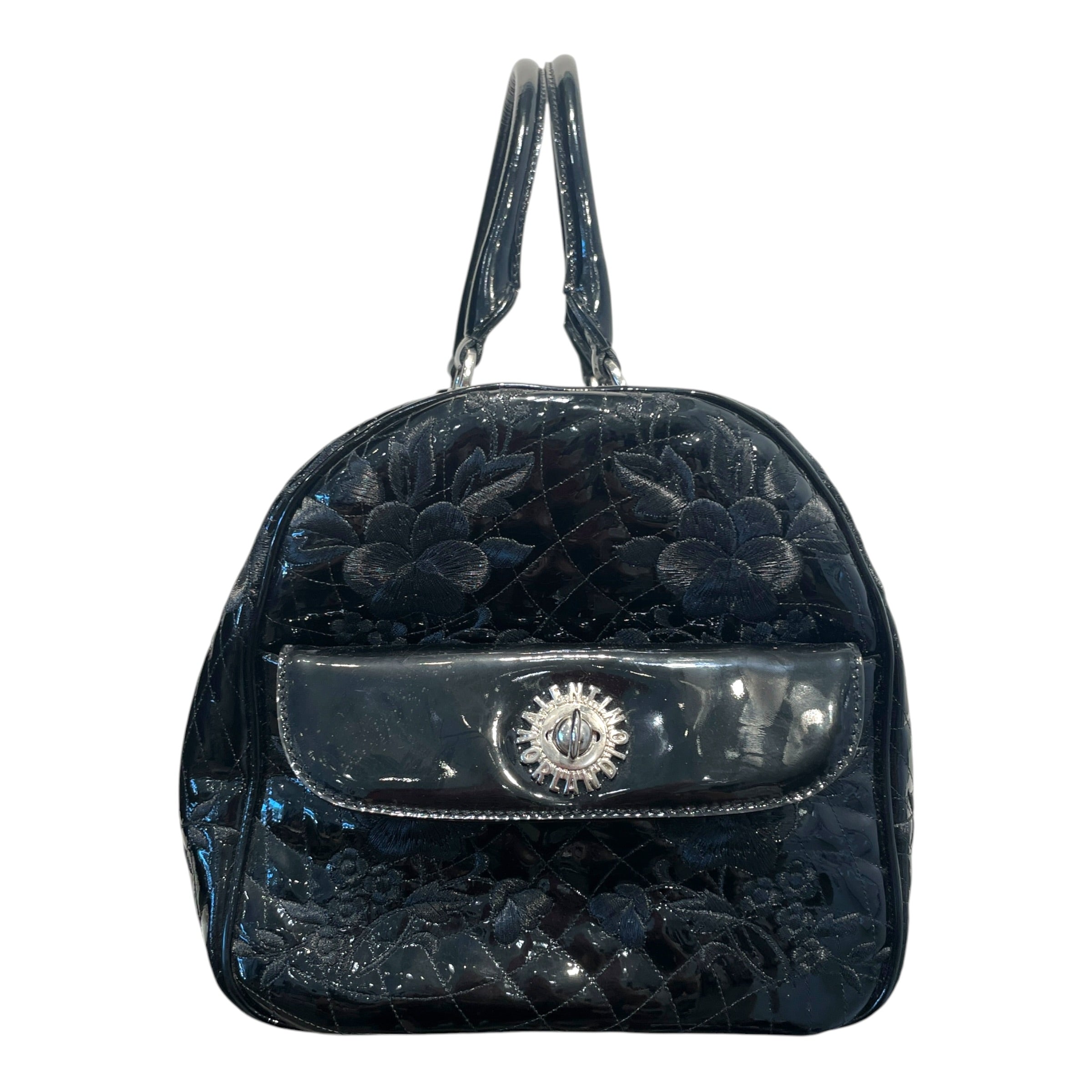 Orlandi Valentino/Luggage/Leather/BLK/Floral Lace Patent Duffel Bag view 4