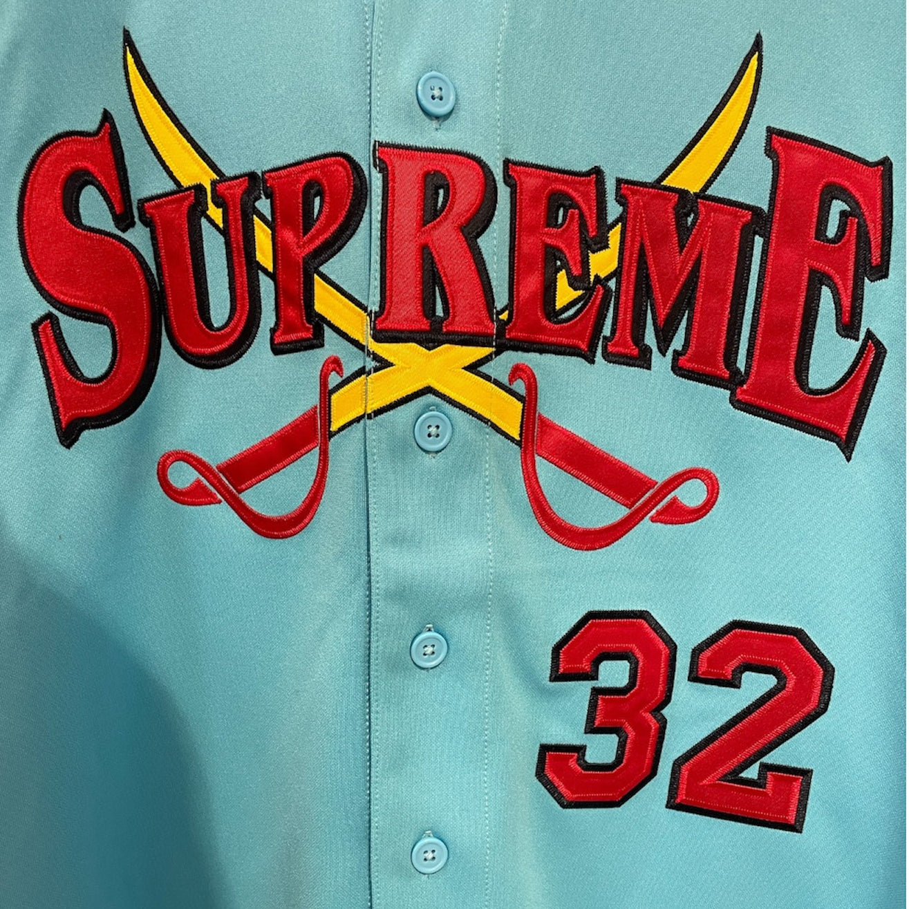 Supreme/SS Shirt/M/Polyester/BLU/SWORDS 32 view 3