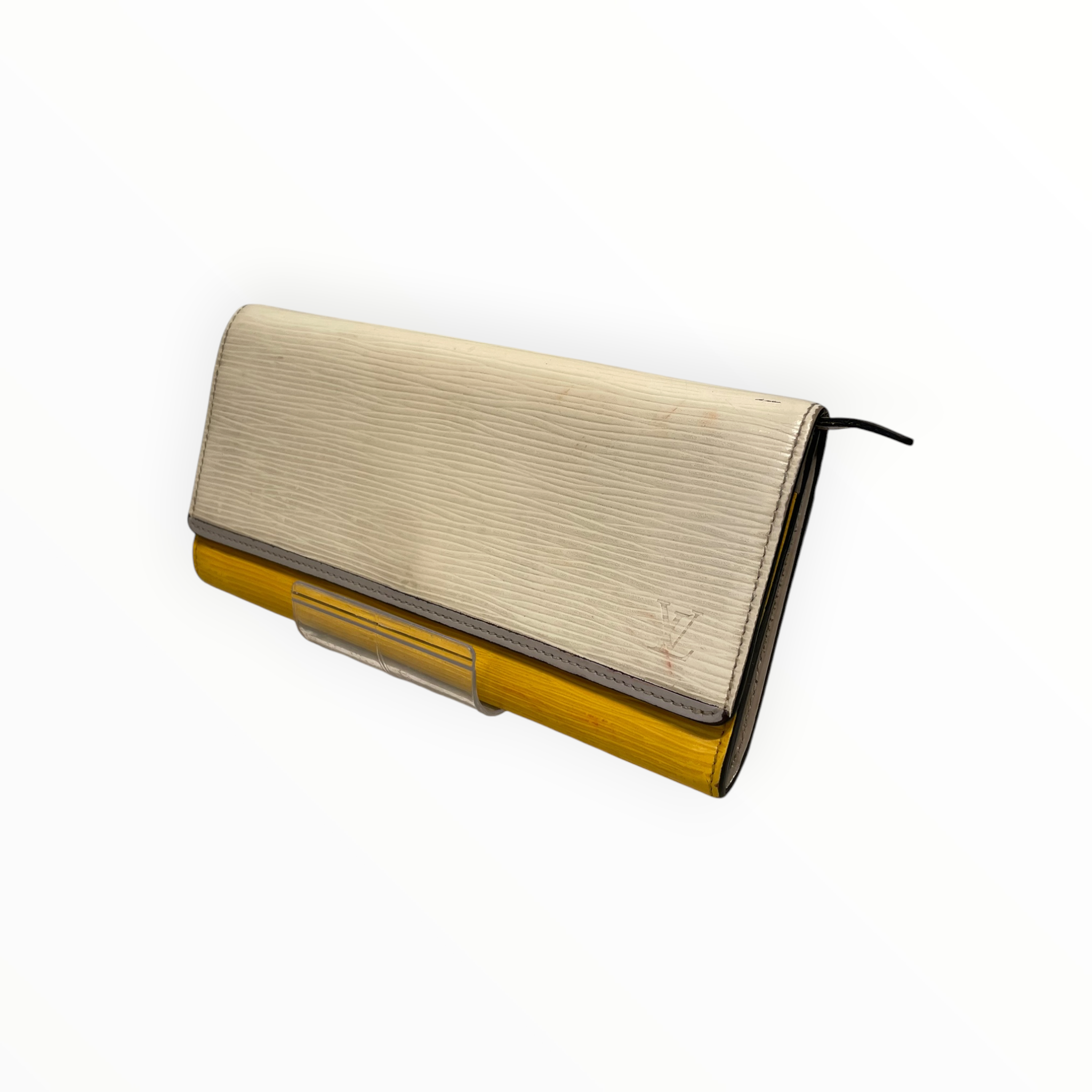 LOUIS VUITTON/Long Wallet/Leather/WHT/L's/white and yellow epi leather view 1