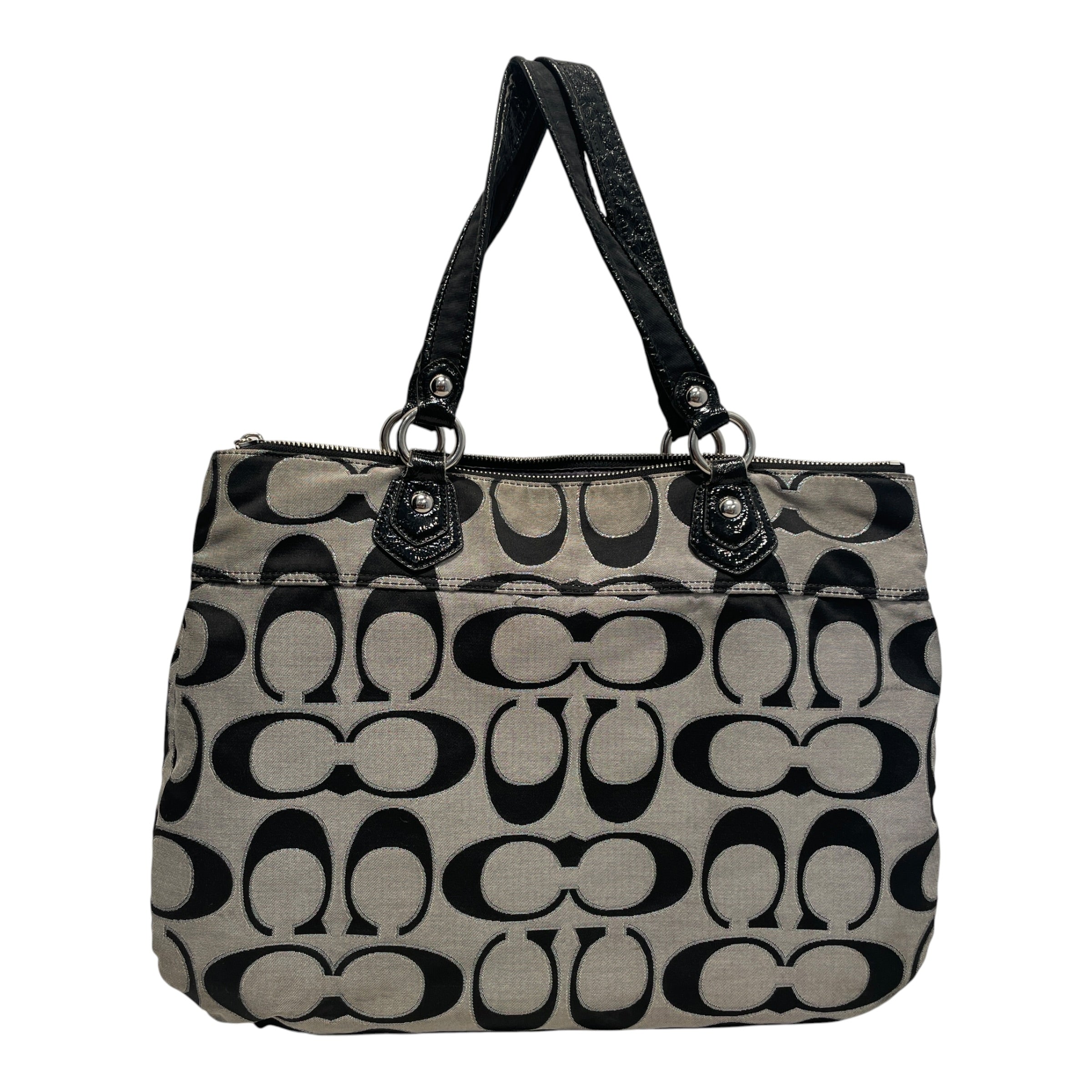 COACH/Tote Bag/Monogram/Cotton/GRY/Poppy Signature Metallic Glam view 3