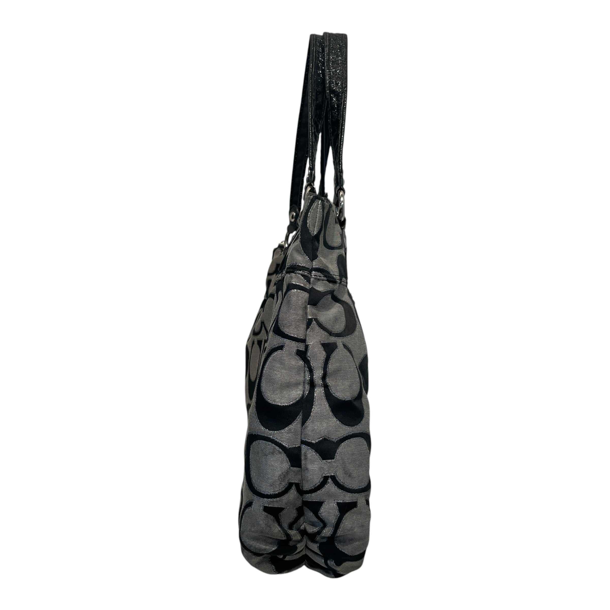 COACH/Tote Bag/Monogram/Cotton/GRY/Poppy Signature Metallic Glam view 4