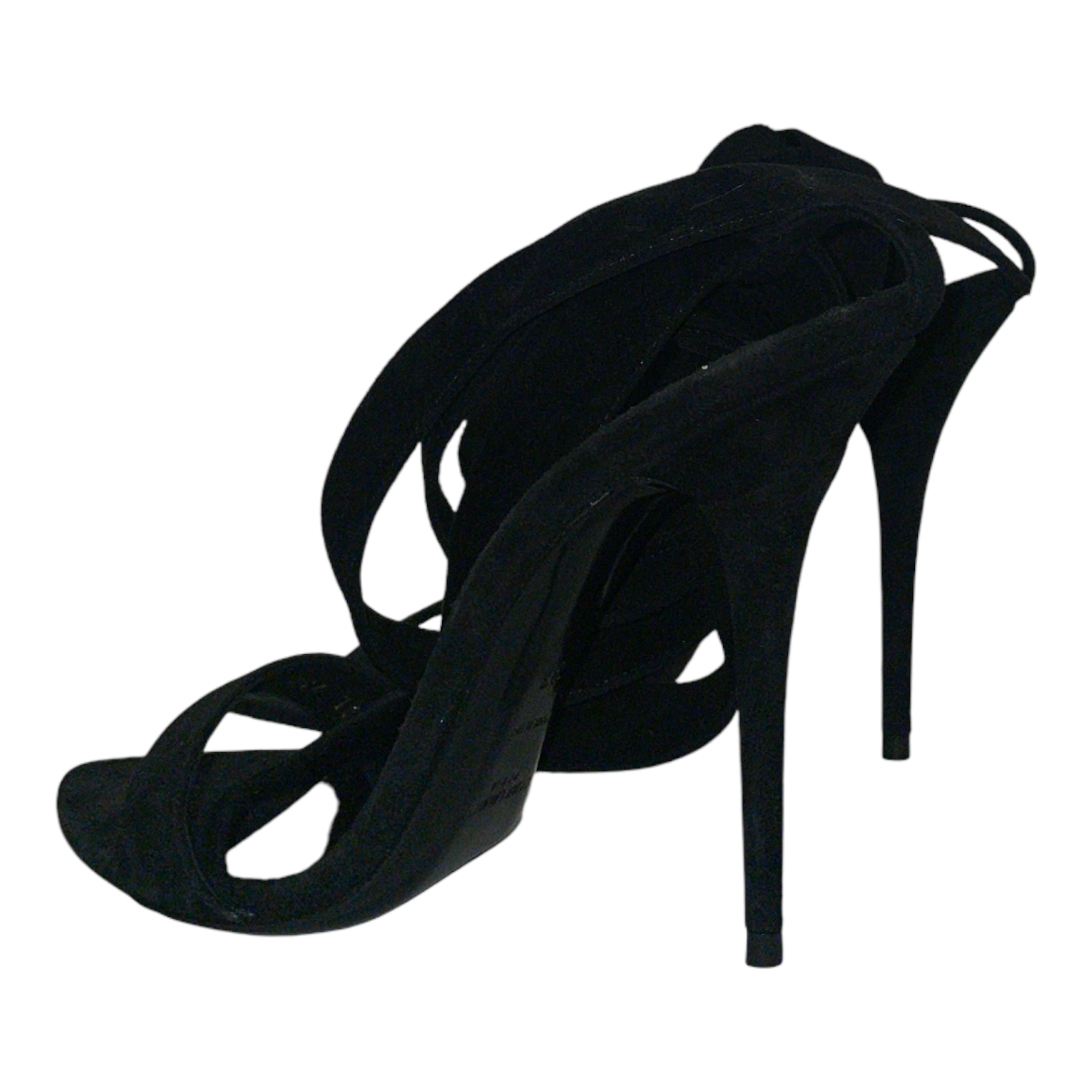 SAINT LAURENT/Heels/EU 37/Suede/BLK/Ankle Strap/DEVA view 2
