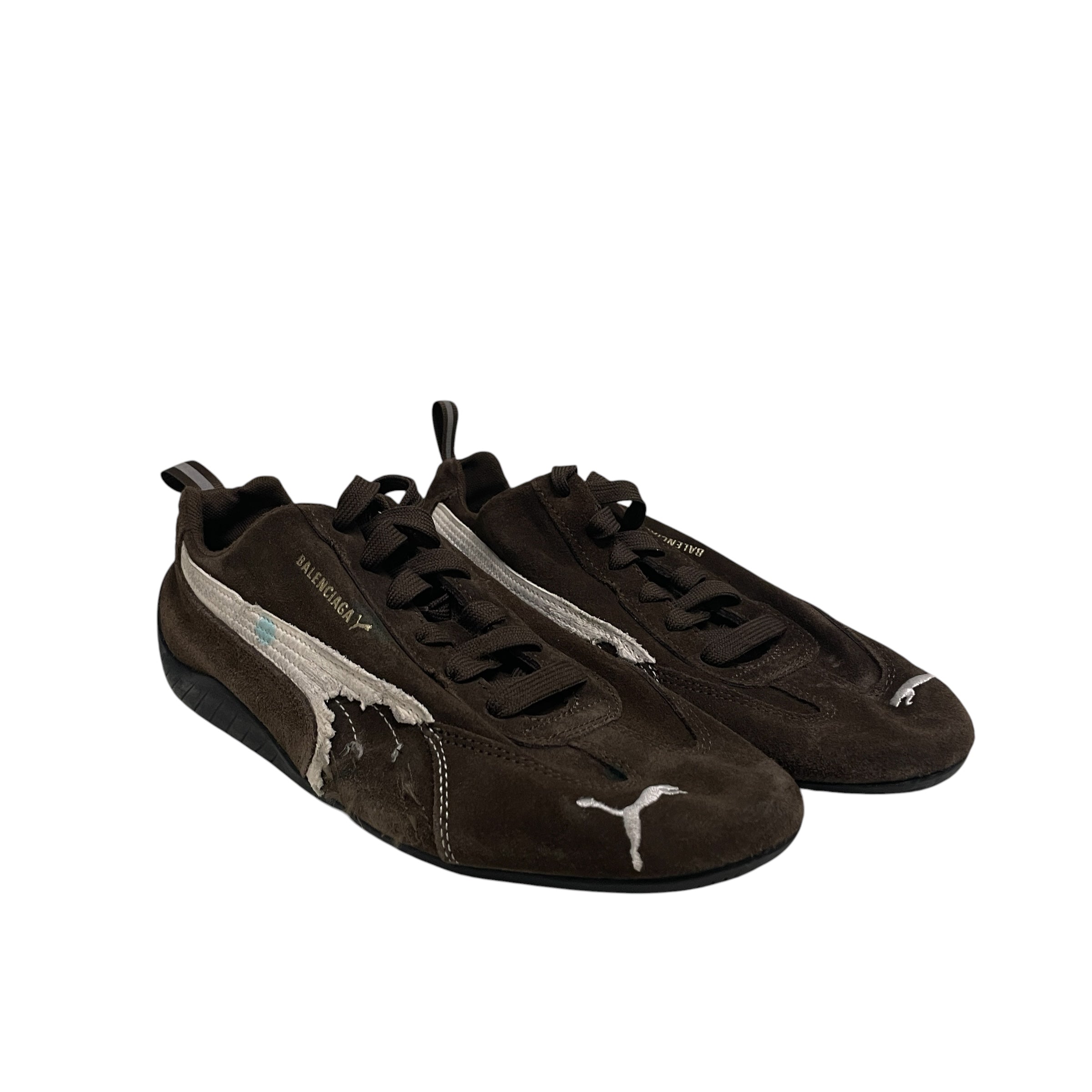 BALENCIAGA/Low-Sneakers/US 7/Suede/BRW/disatressed view 1