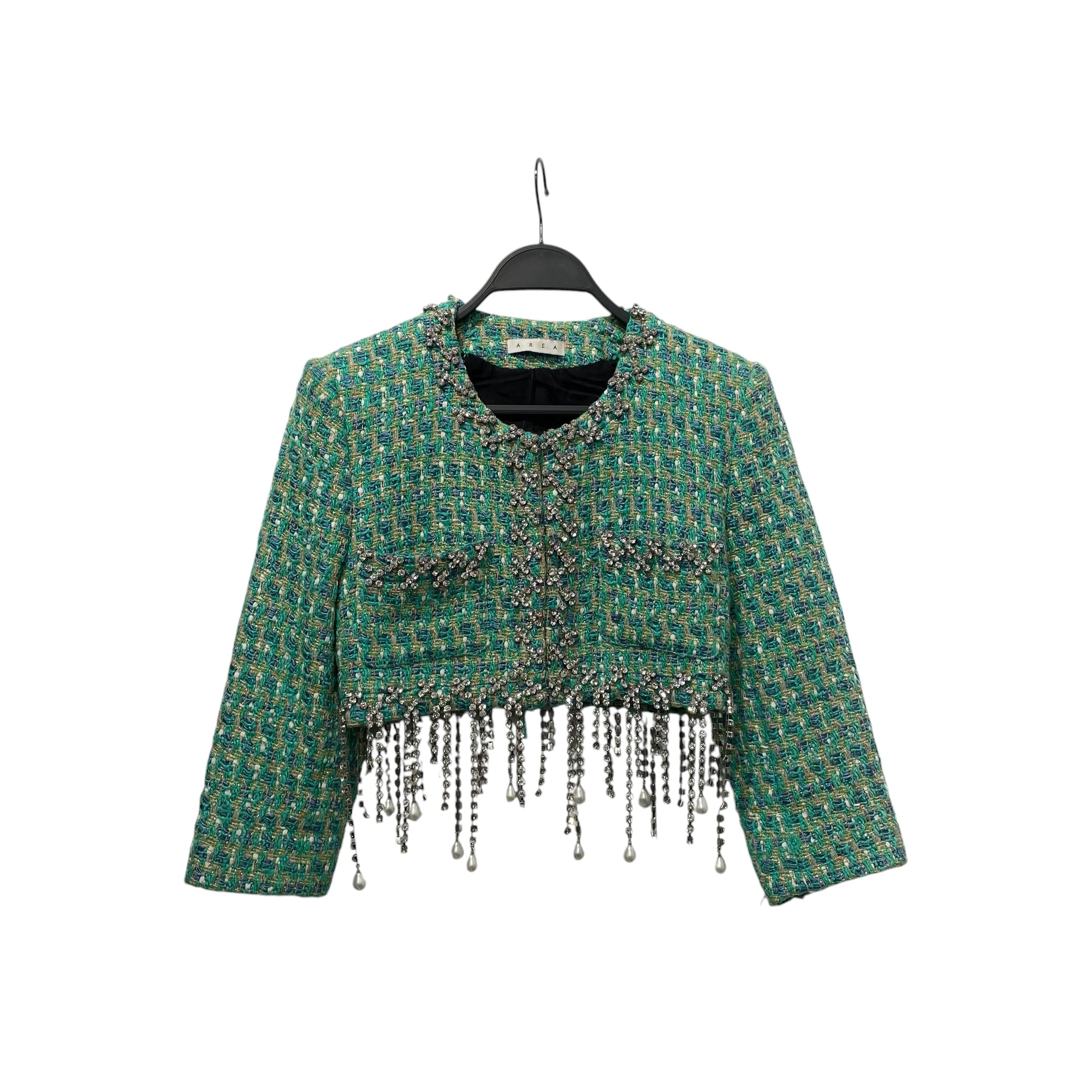 AREA/Jacket/2/Plaid/Cotton/GRN/rineston pearl blazer view 2