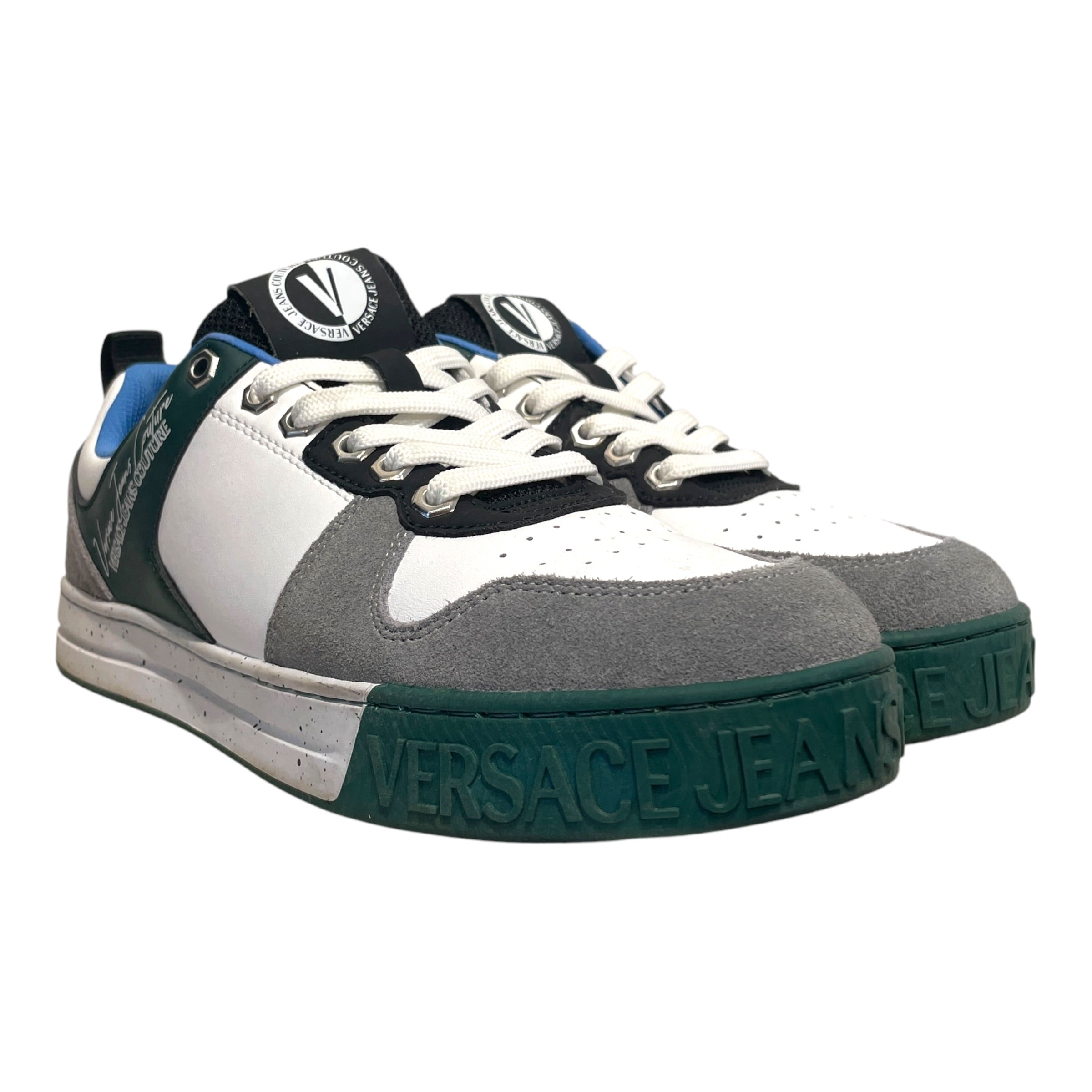 VERSACE JEANS COUTURE/Low-Sneakers/US 9/Leather/GRN/Colorblock Script Low-Top view 1