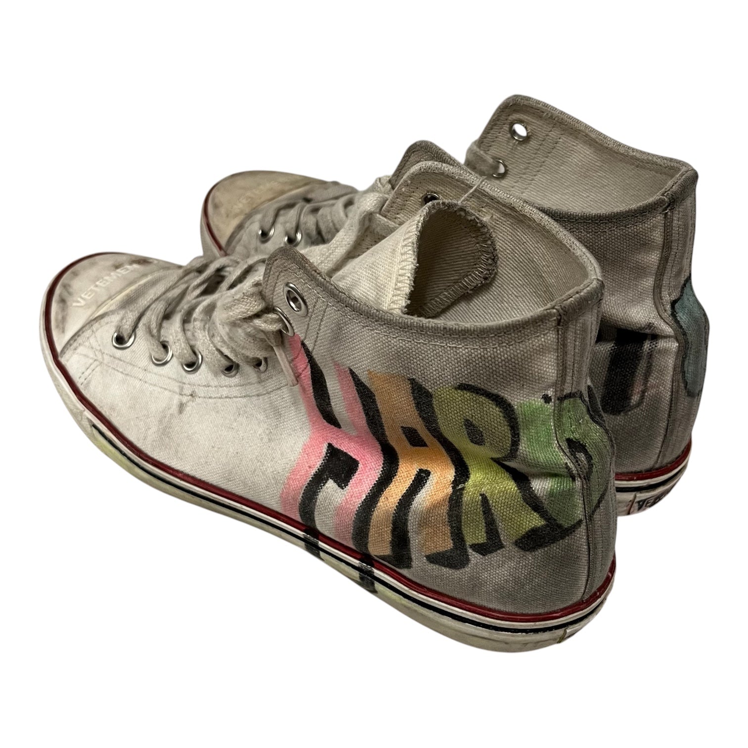 VETEMENTS/Hi-Sneakers/US 8.5/Cotton/WHT/graffiti view 2