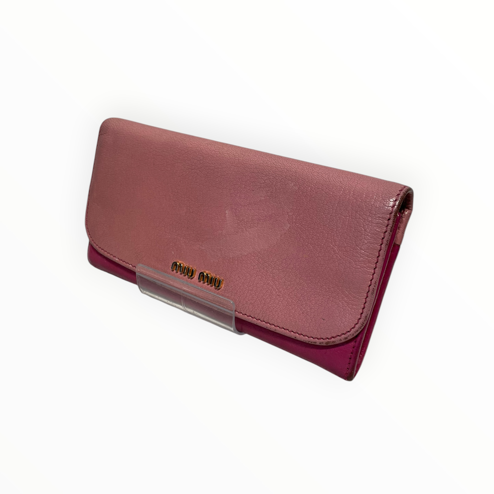 MIU MIU/Long Wallet/Leather/PNK/L's/two tone pink view 1