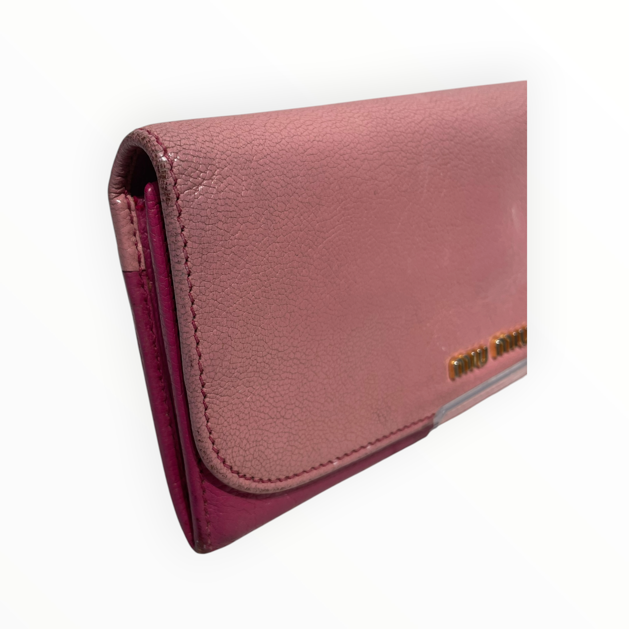 MIU MIU/Long Wallet/Leather/PNK/L's/two tone pink view 7