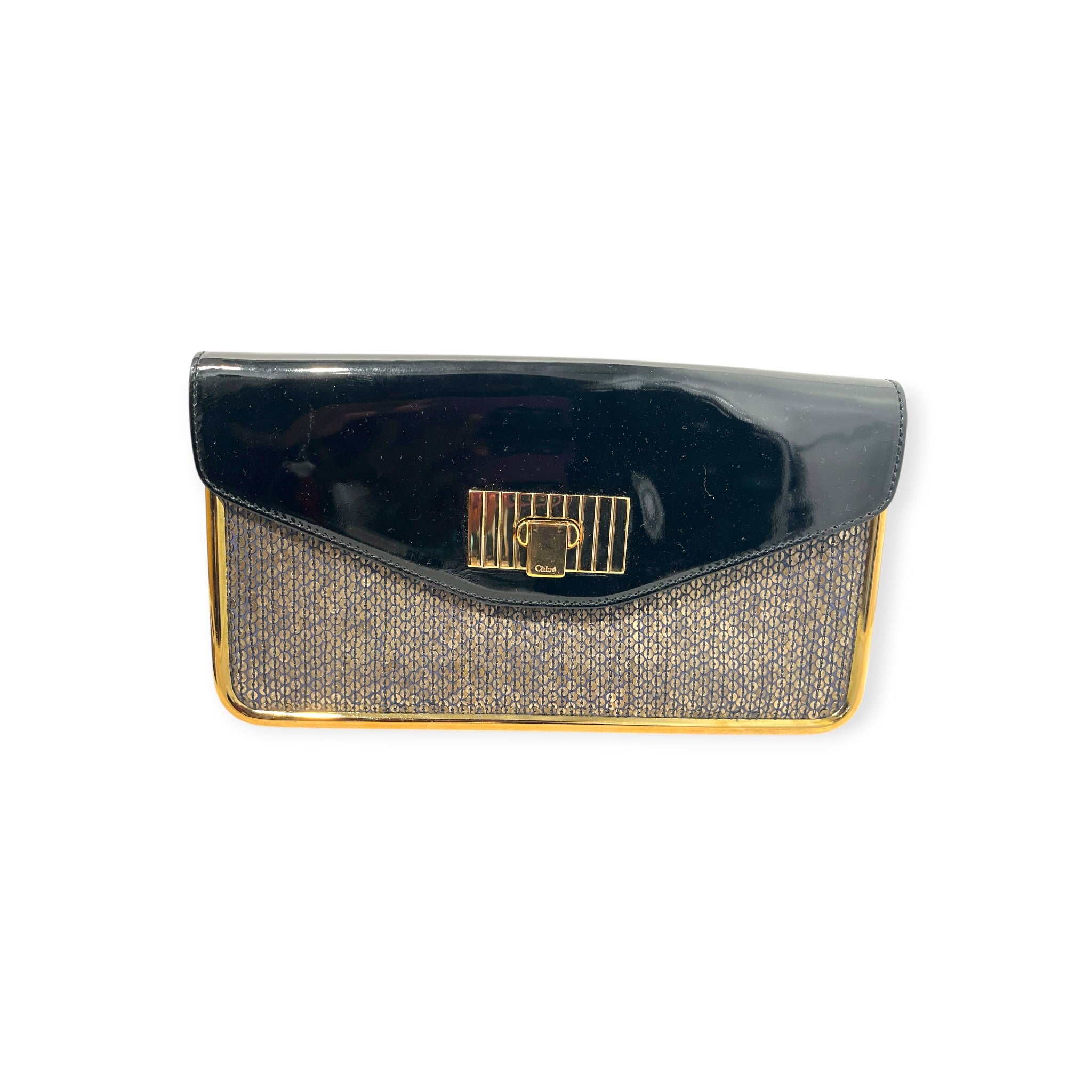 Chloe/Clutch Bag/Leather/BLK/BLK&GOLD W/ SEQUINS view 1