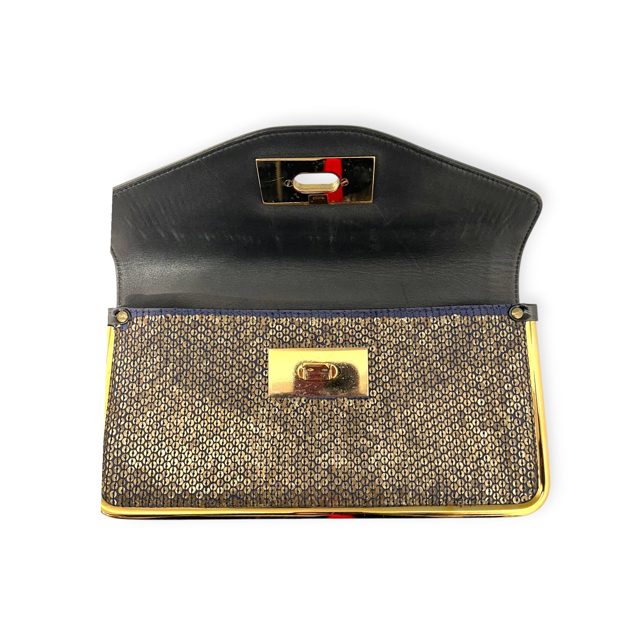 Chloe/Clutch Bag/Leather/BLK/BLK&GOLD W/ SEQUINS view 3