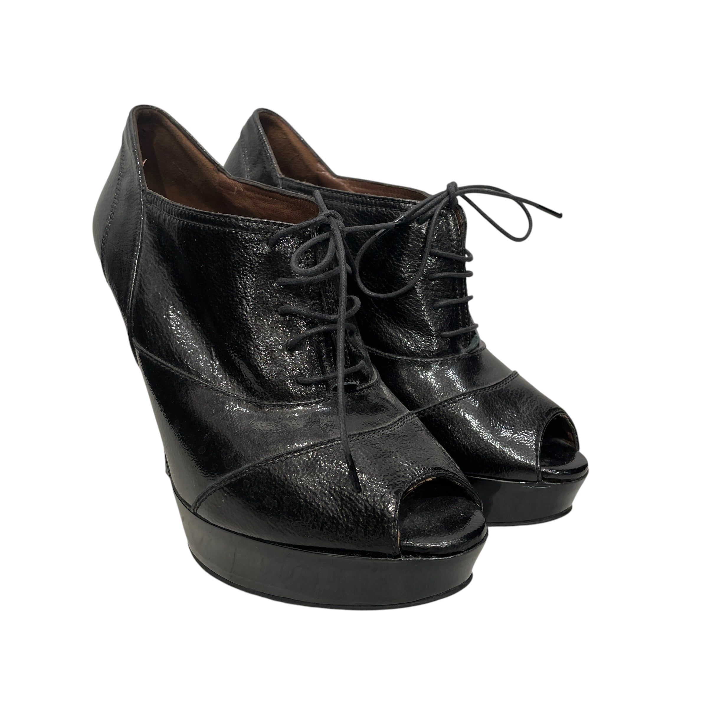 MARNI/Heels/EU 37/Leather/BLK/Platform/PATENT OXFORD PEEP TOE view 1
