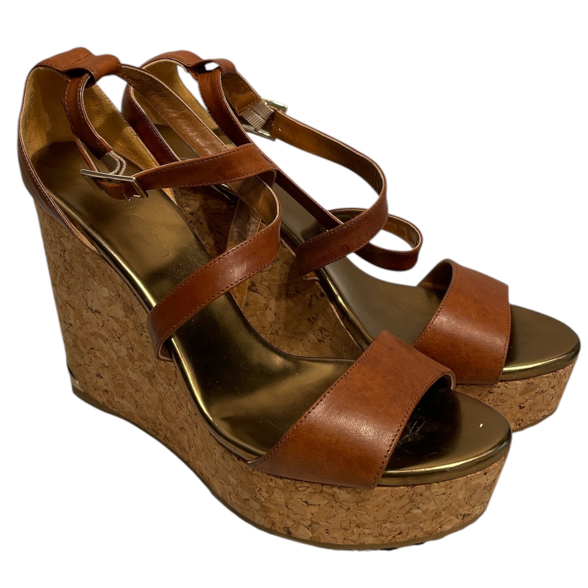 JIMMY CHOO/Espadrilles/EU 41.5/Leather/BRW/strappy wedge view 1