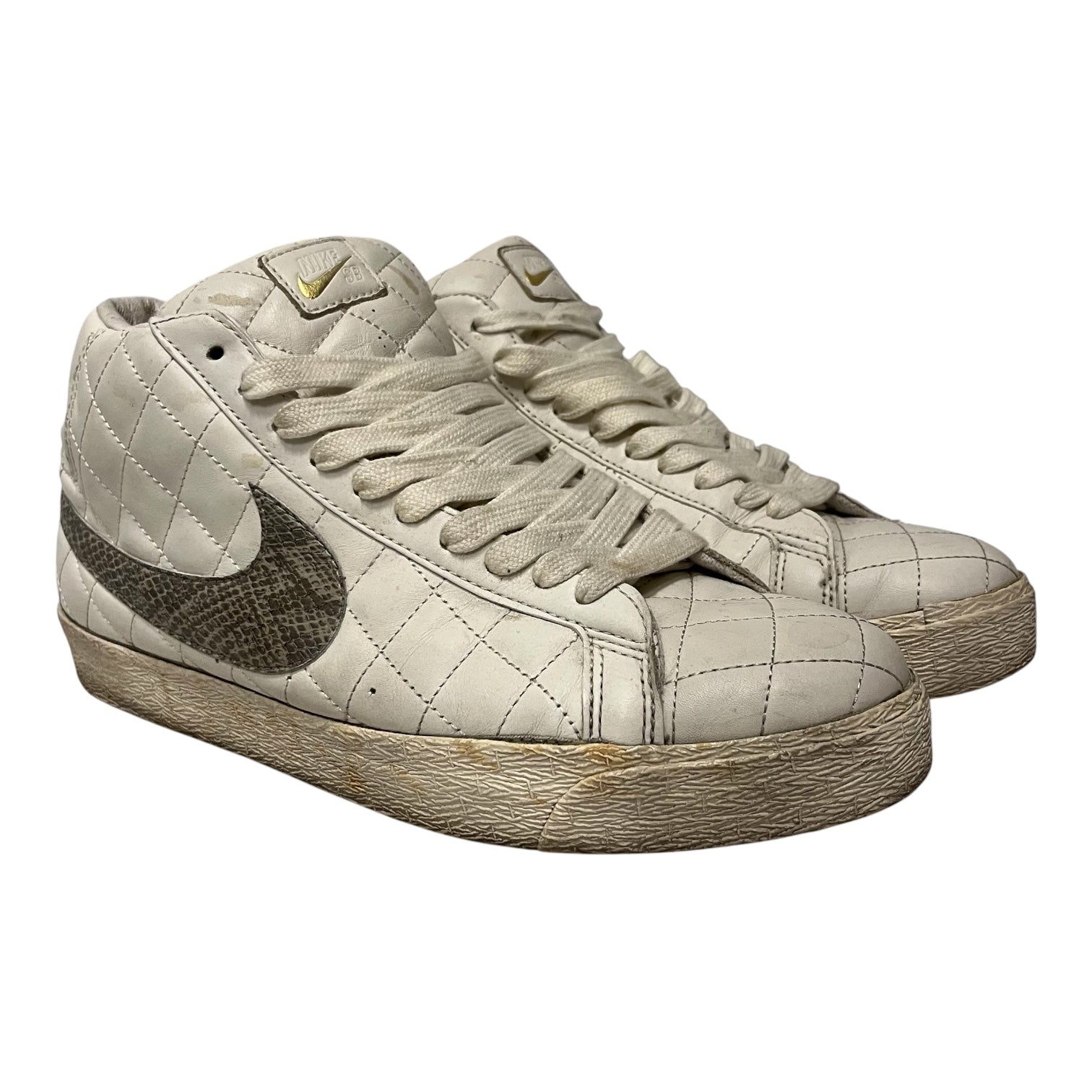 NIKE/Supreme/Low-Sneakers/US 10.5/Leather/WHT/quilted view 1