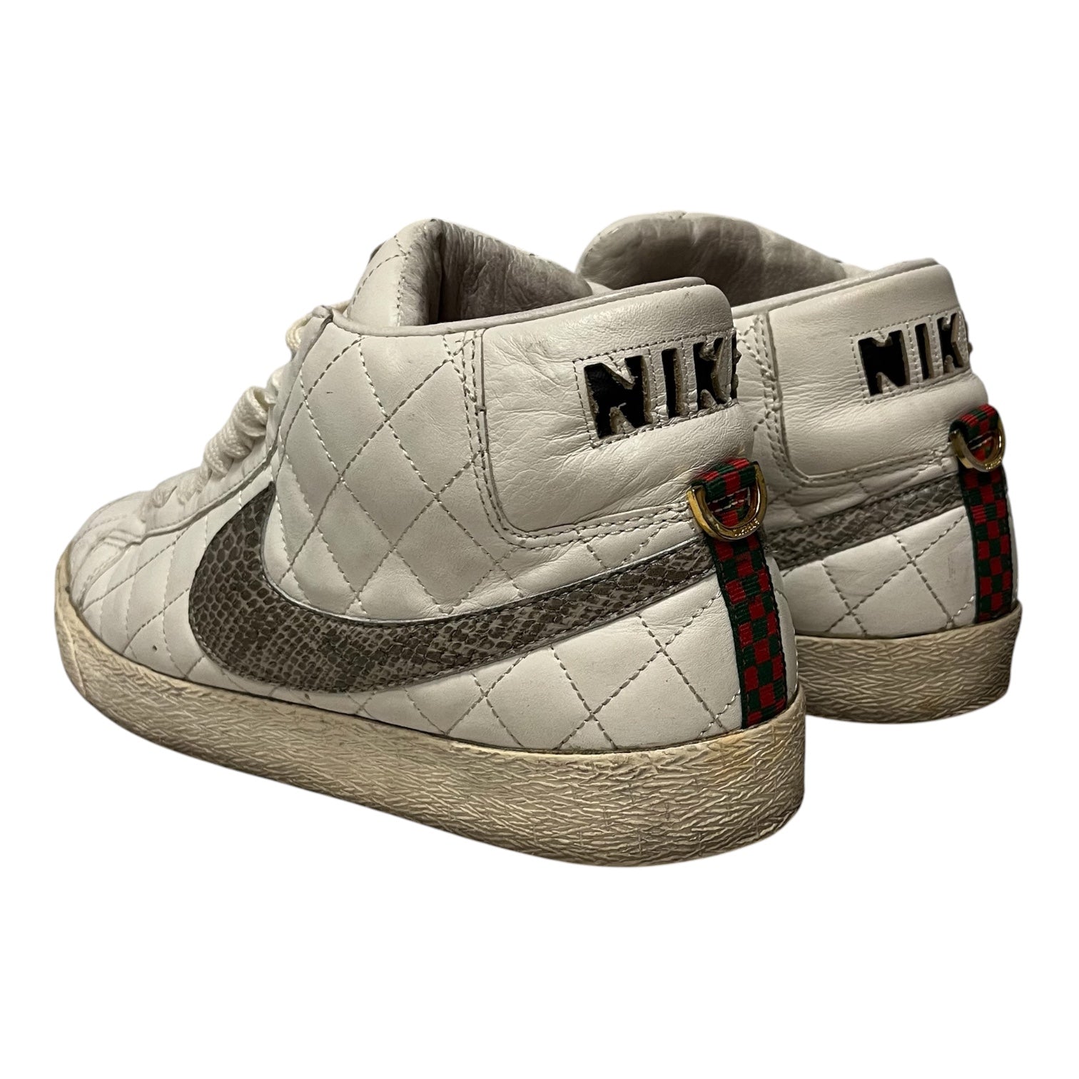 NIKE/Supreme/Low-Sneakers/US 10.5/Leather/WHT/quilted view 4