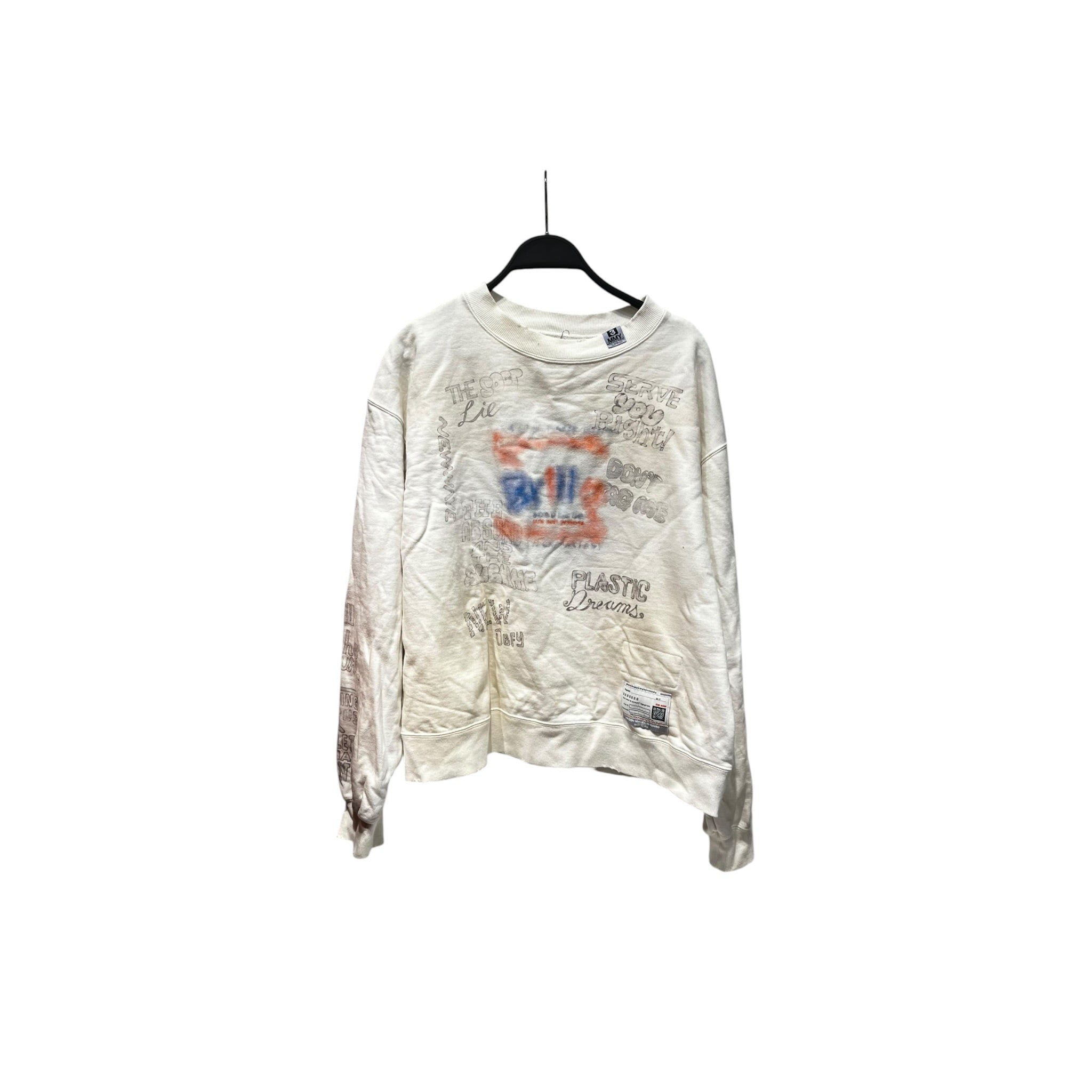 MIHARA YASUHIRO/Sweatshirt/38/Graphic/Cotton/WHT/Plastic Dreams Crewneck view 1