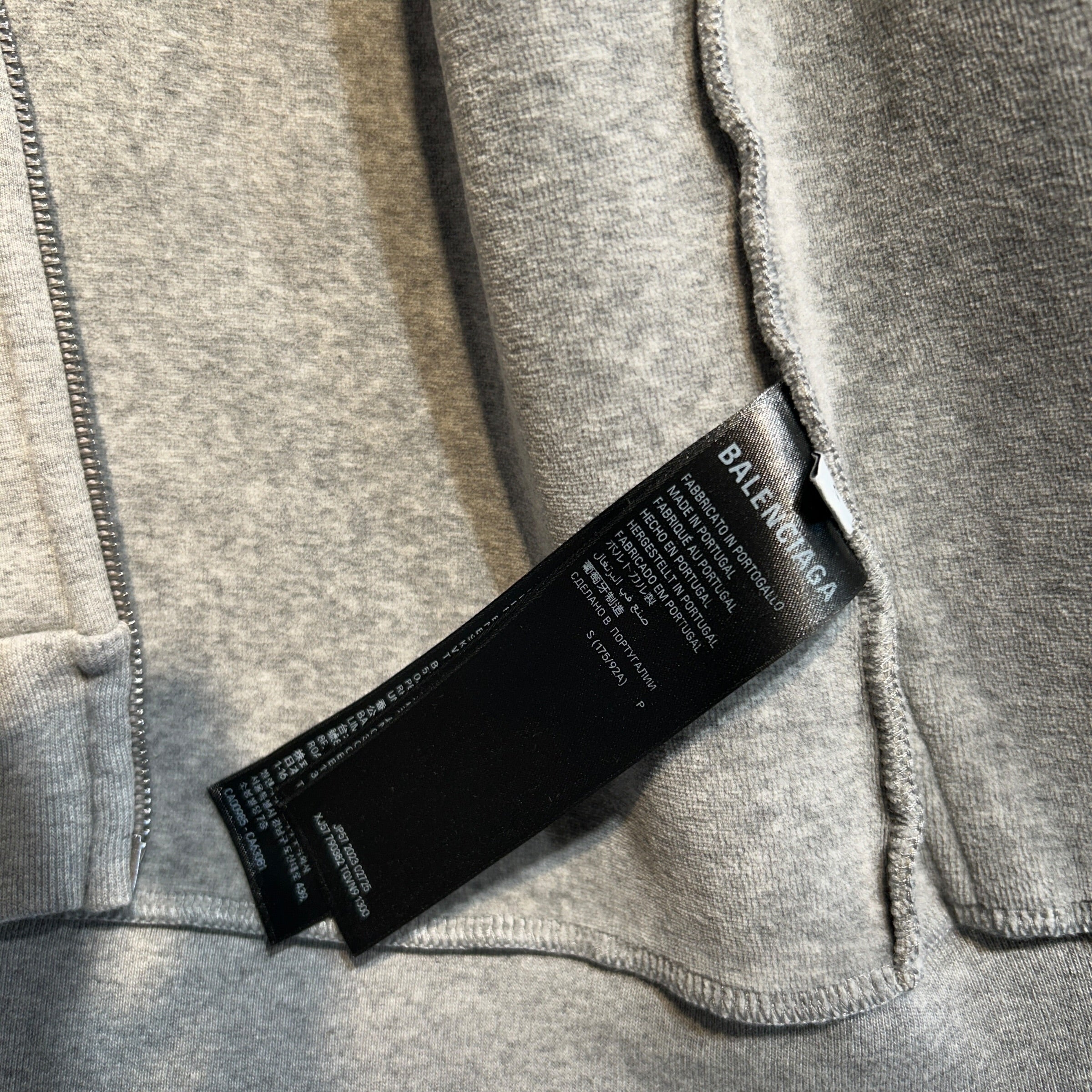 BALENCIAGA/Zip Up Hoodie/S/Cotton/GRY/3b sport technical fabric view 4