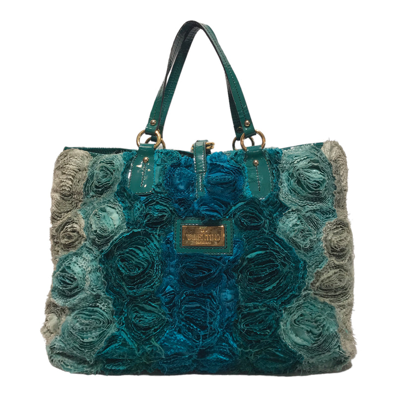 VALENTINO GARAVANI/Tote Bag/OS/Floral Pattern/BLU/ROSETTE