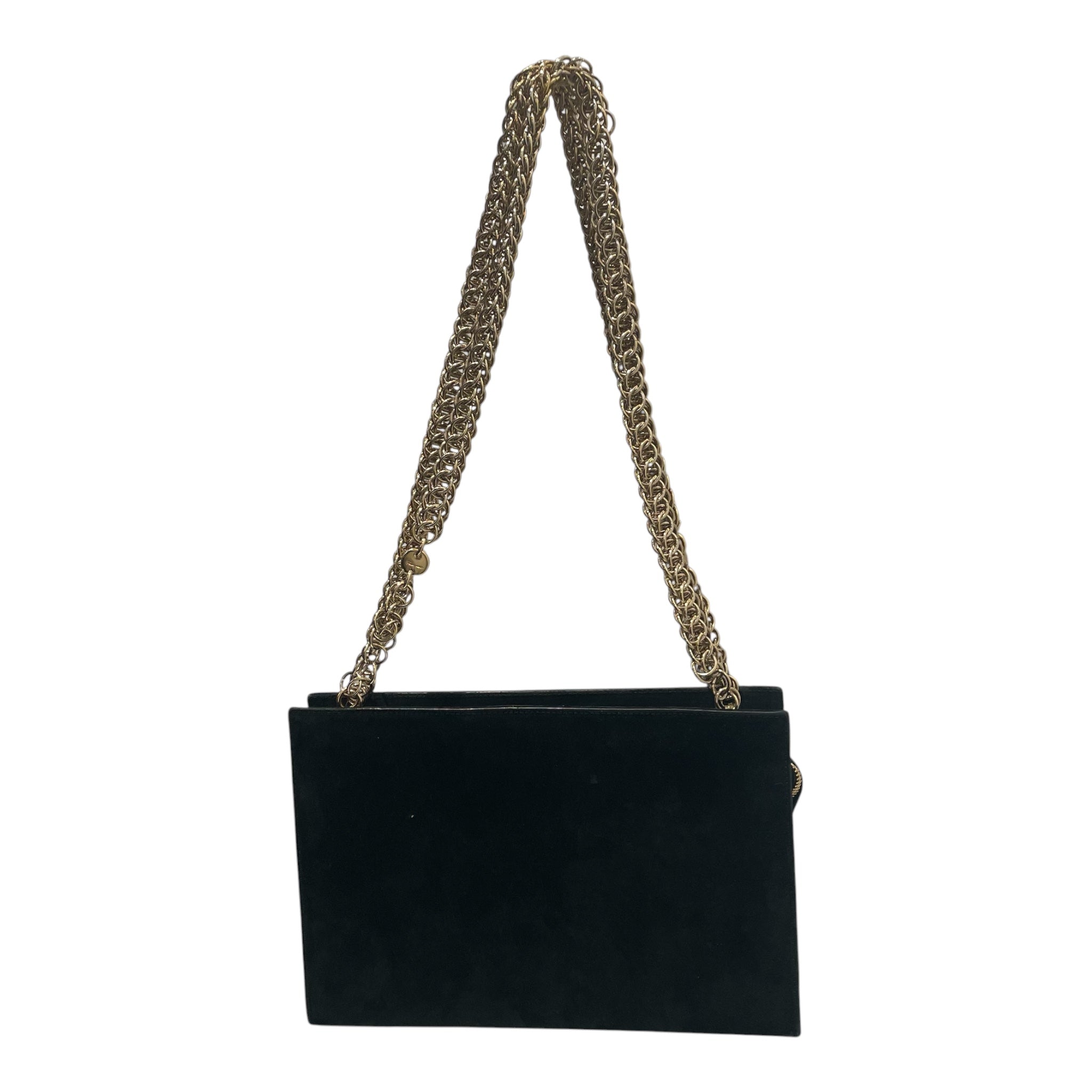 Salvatore Ferragamo/Cross Body Bag/Suede/BLK/heavy gold chain view 2