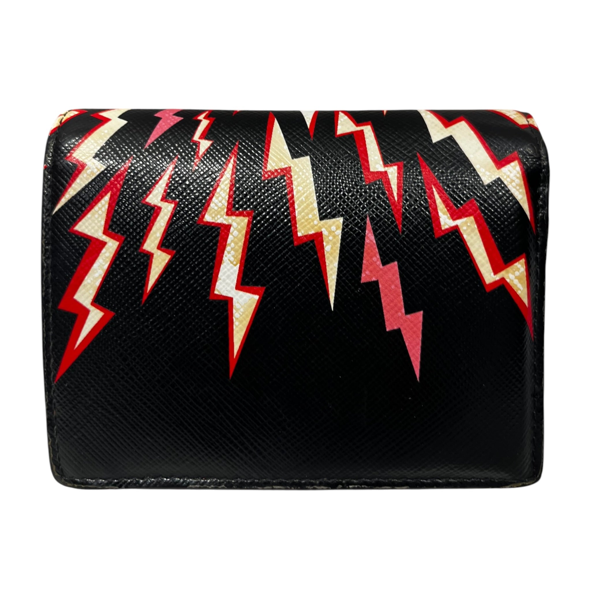 PRADA/Bifold Wallet/All Over Print/Leather/BLK/M's/Lightning Saffiano view 2