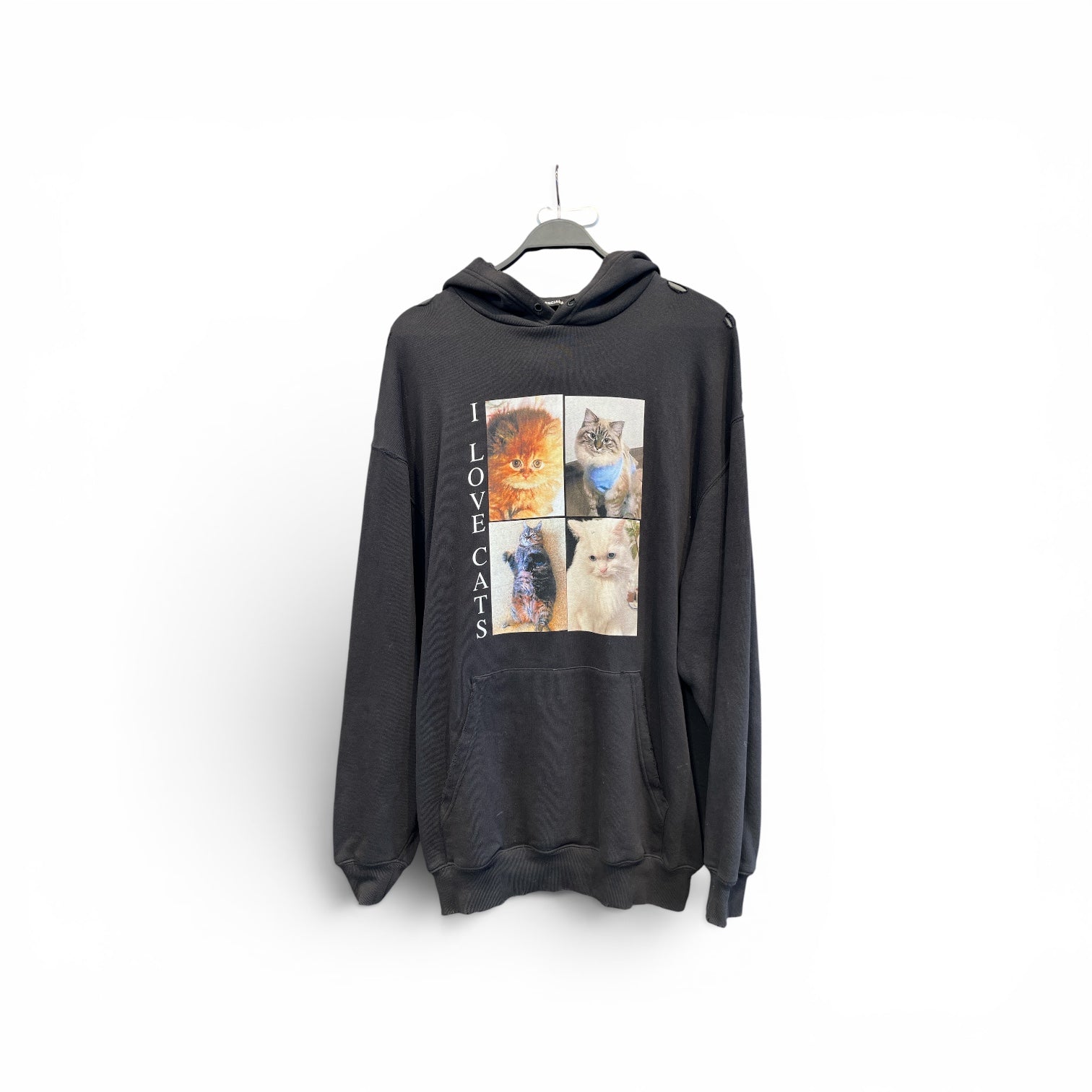 BALENCIAGA/Hoodie/XS/Cotton/BLK/I LOVE CATS view 1
