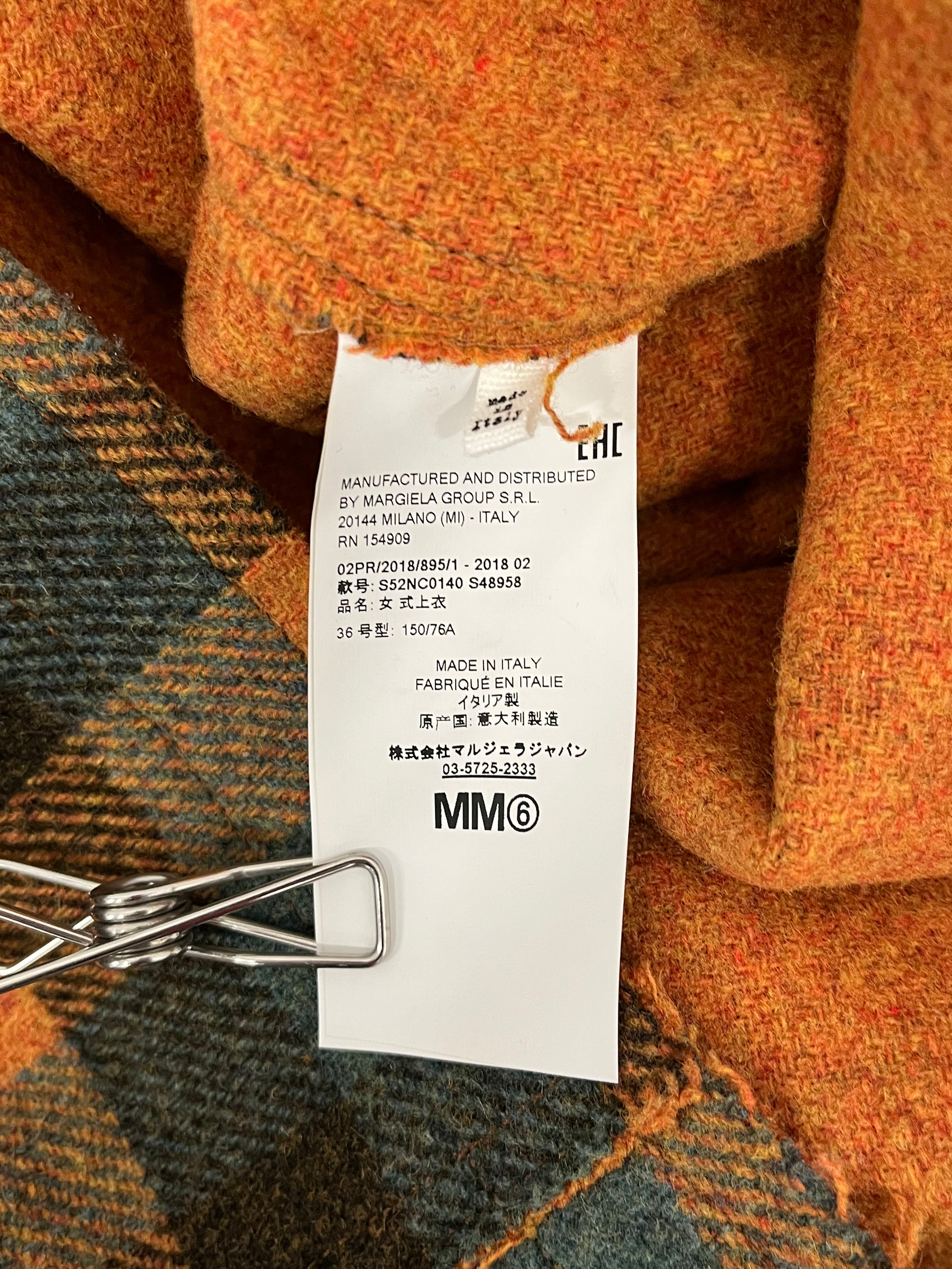 MM6/Tunic Dress/36/Plaid/Wool/ORN/Midi Length/BLUE ORANGE BROWN PLAID view 3