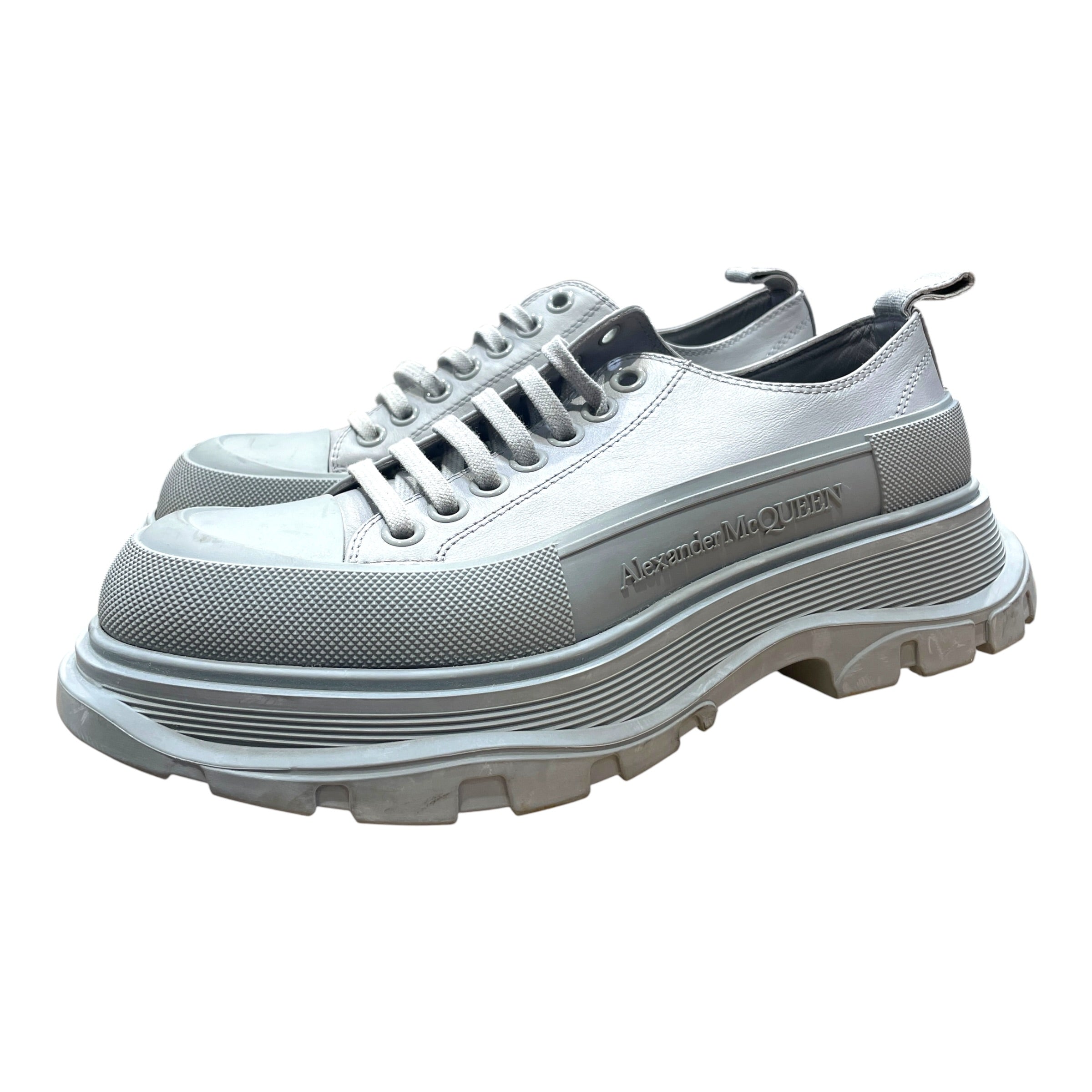 Alexander McQueen/Low-Sneakers/EU 41/Leather/GRY/Tread Slick Tonal Leather Low view 4