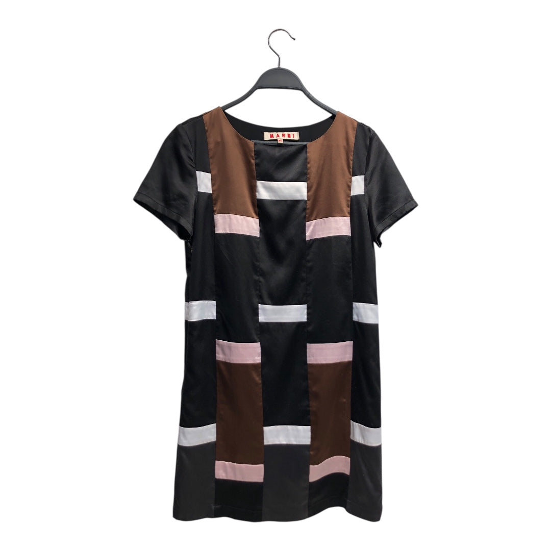 MARNI/SS Dress/36/Silk/BRW/black brown pink square patter view 1