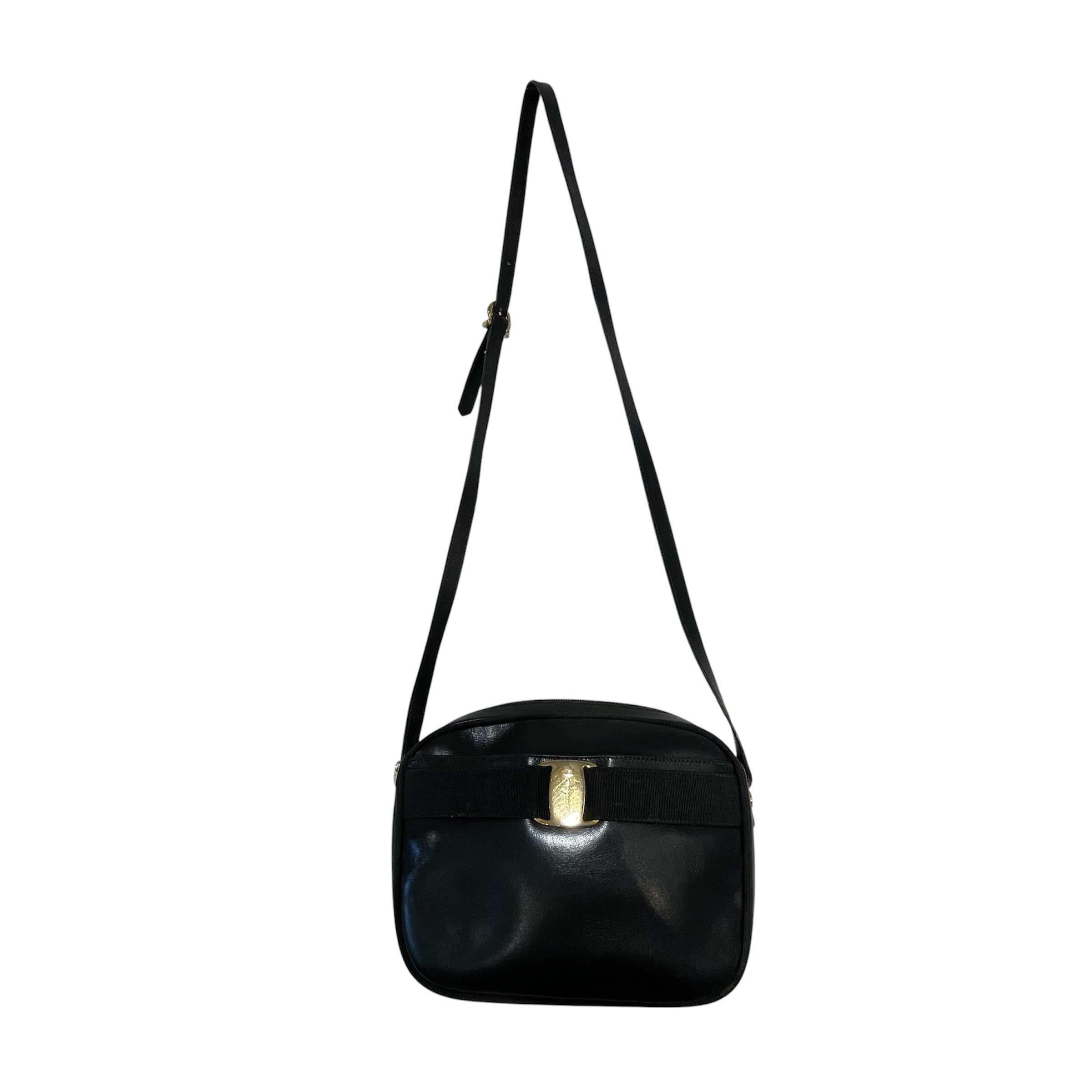 Salvatore Ferragamo/Cross Body Bag/Leather/BLK/Cross Body BAg view 1