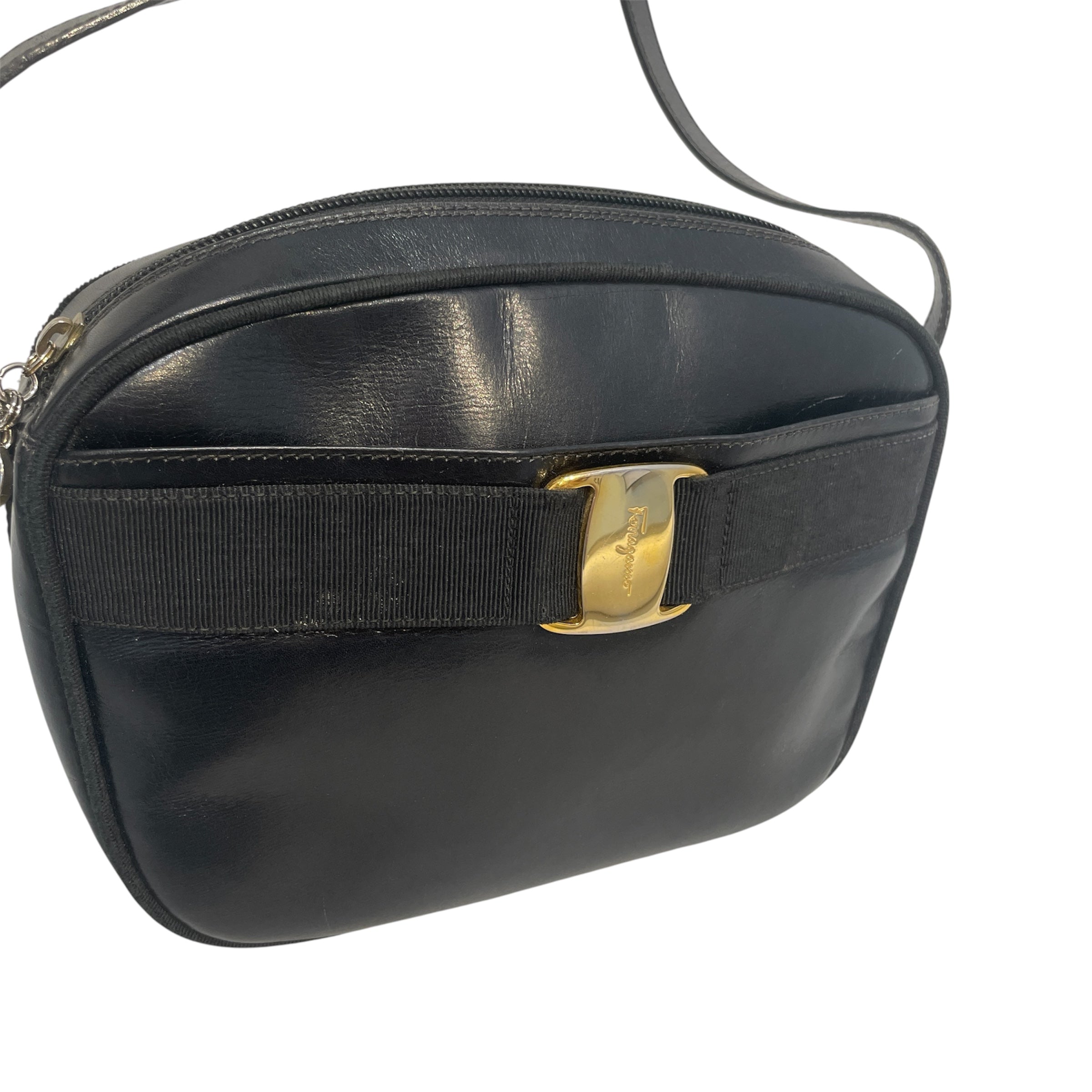 Salvatore Ferragamo/Cross Body Bag/Leather/BLK/Cross Body BAg view 3