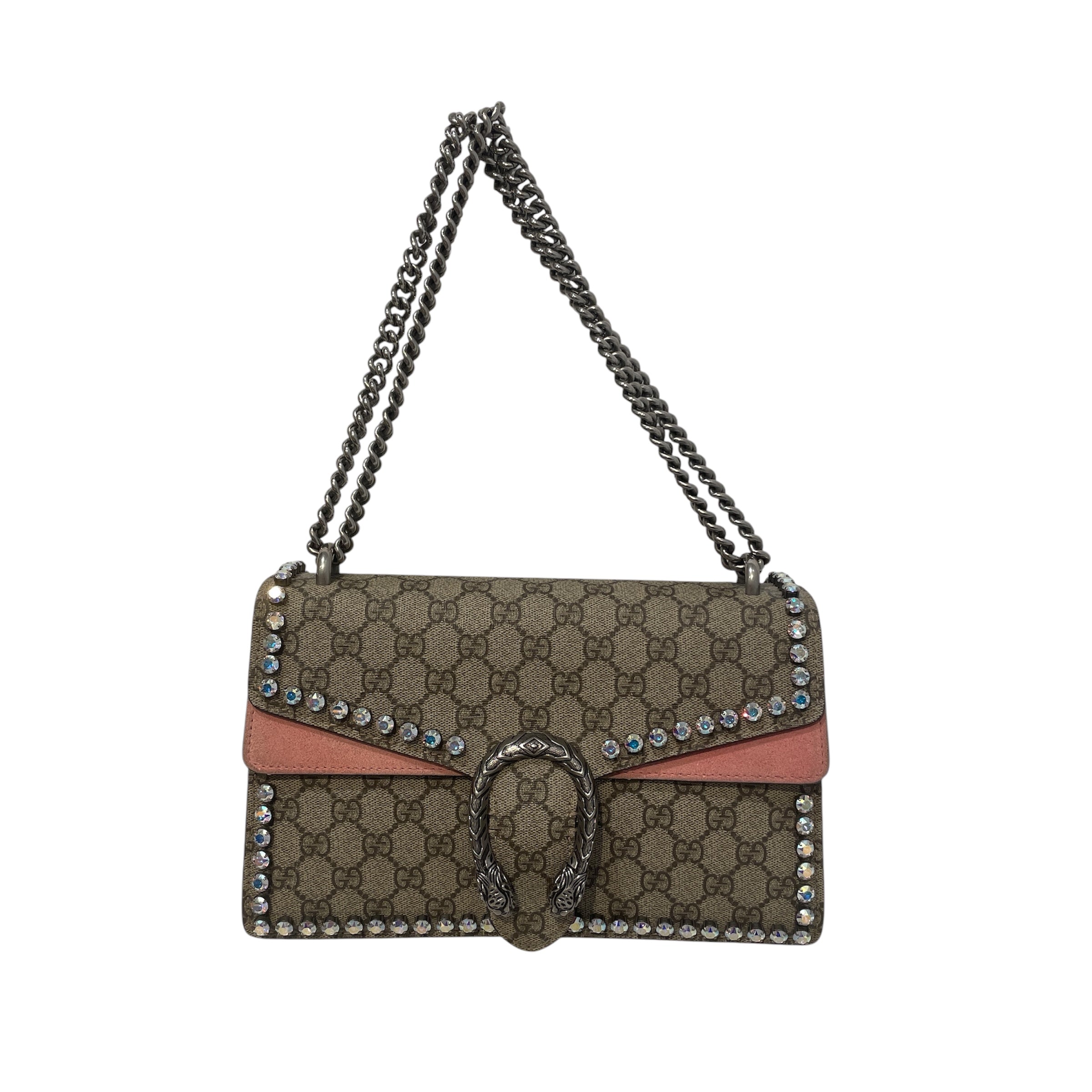 GUCCI/Cross Body Bag/Monogram/Leather/PNK/GGSupreme Crystal Dionysus Bag view 1