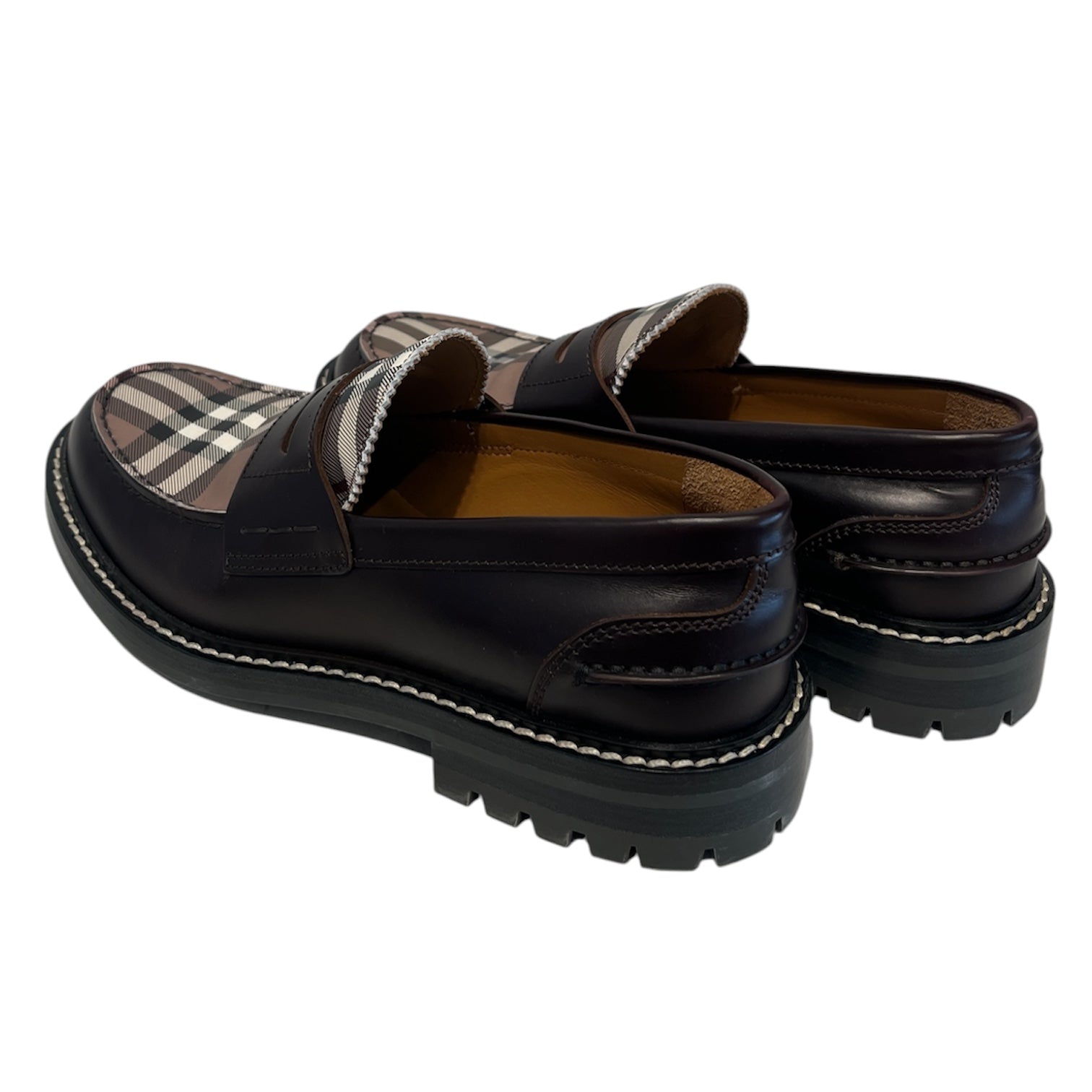 BURBERRY/Loafers/EU 39/Plaid/Leather/BRW/Slip-on/plaid top, brwn loafer view 2