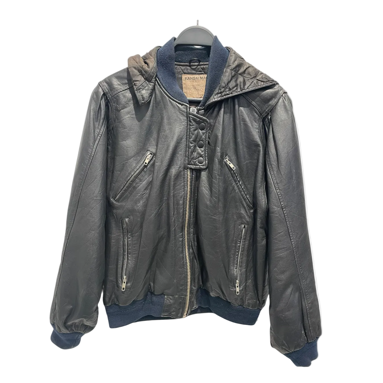 KANSAI/Leather Jkt/M/Leather/BLK/Hooded Leather Bomber view 1