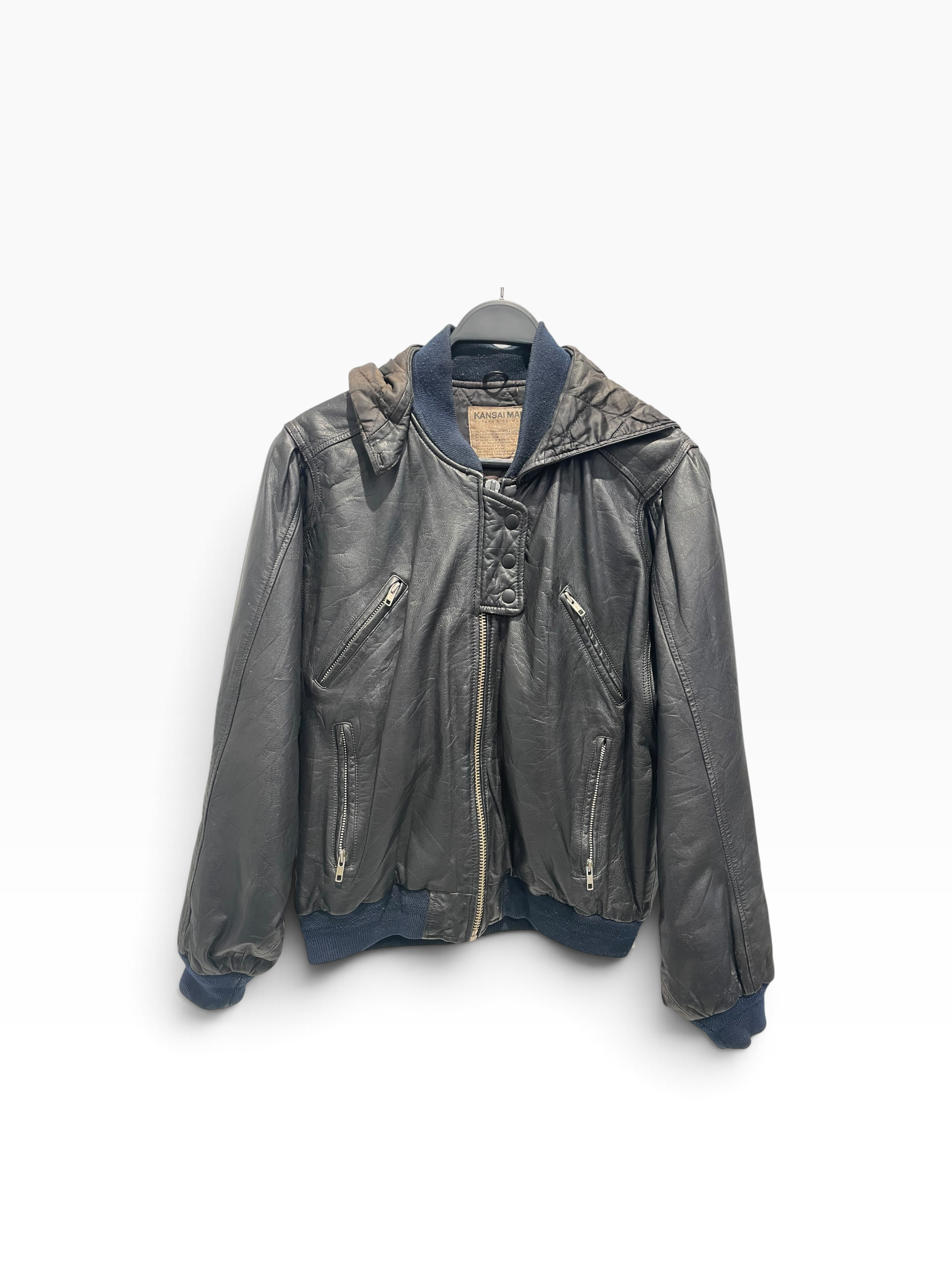 KANSAI/Leather Jkt/M/Leather/BLK/Hooded Leather Bomber view 1