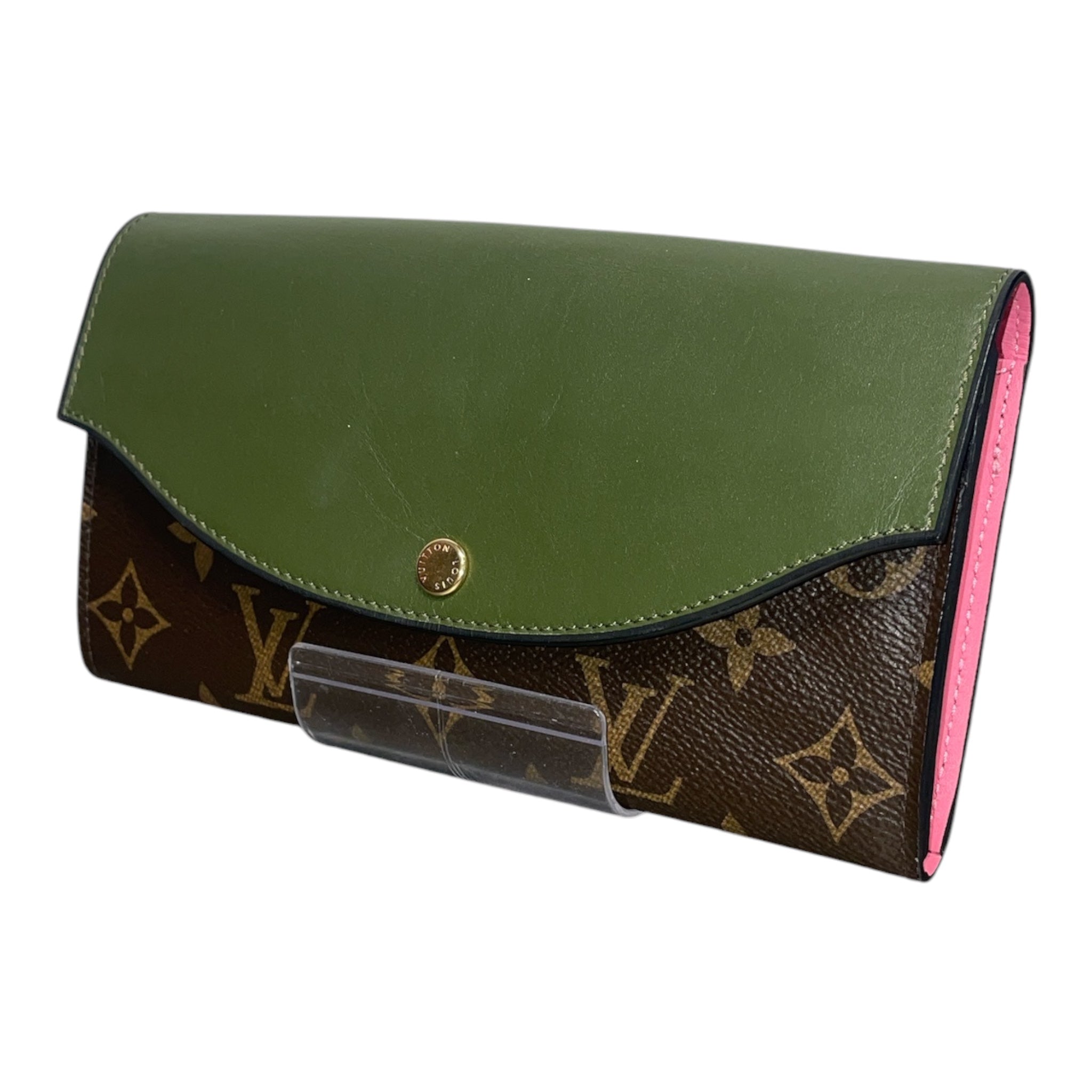 LOUIS VUITTON/Long Wallet/Monogram/Leather/BRW/Sara Tuileries Green Fold view 1