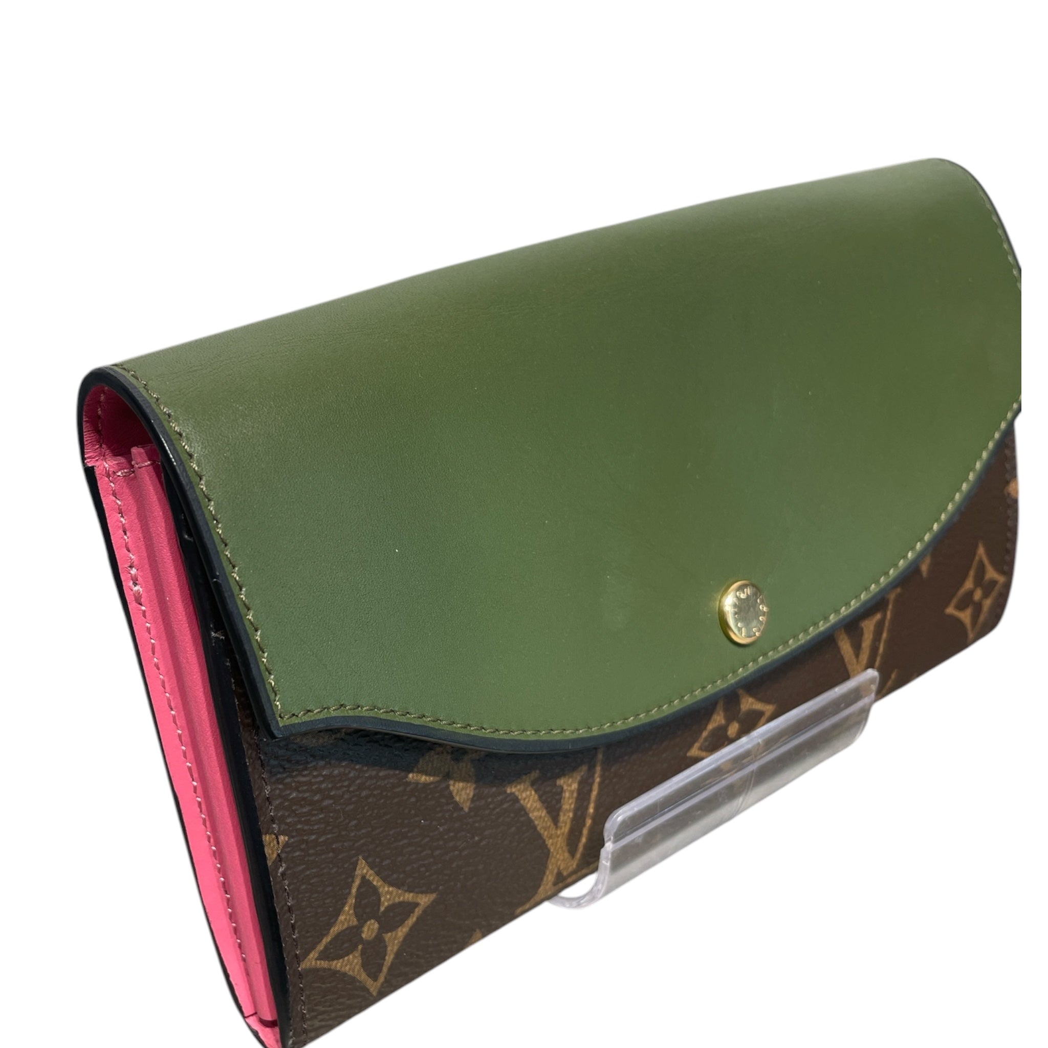 LOUIS VUITTON/Long Wallet/Monogram/Leather/BRW/Sara Tuileries Green Fold view 6