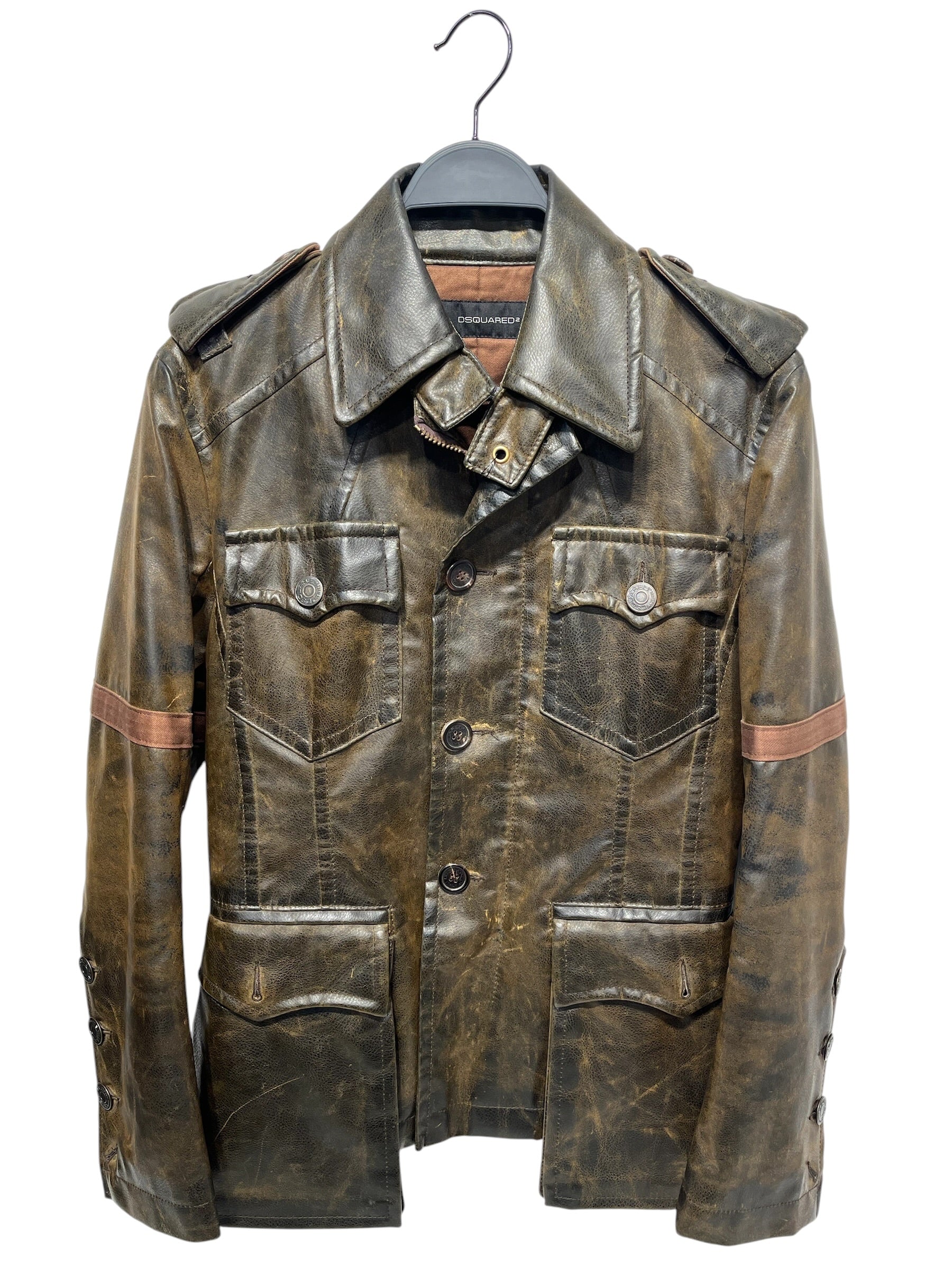DSQUARED2/Leather Jkt/48/KHK/Single Breasted/FW03 PVC RUNWAY JACKET view 1