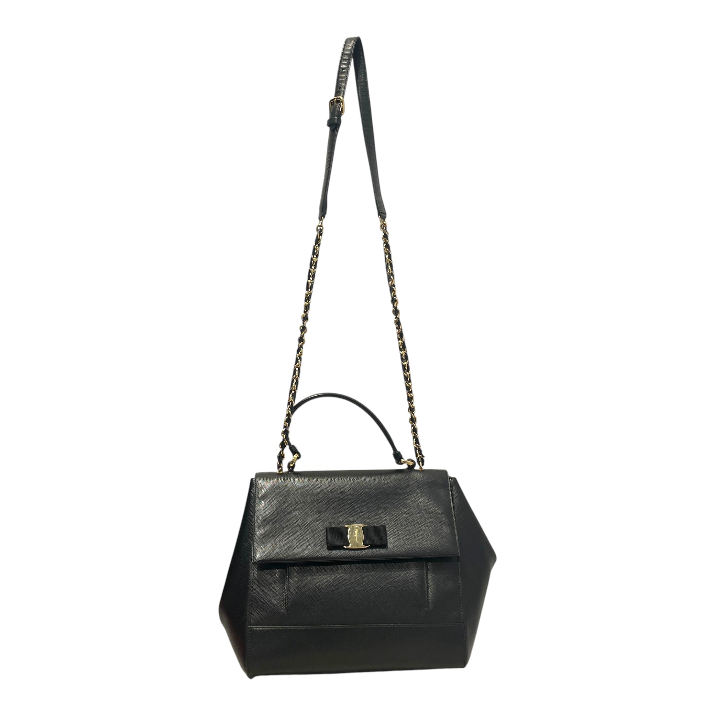 Salvatore Ferragamo/Hand Bag/Leather/BLK/Carrie O Shoulder Bag view 1