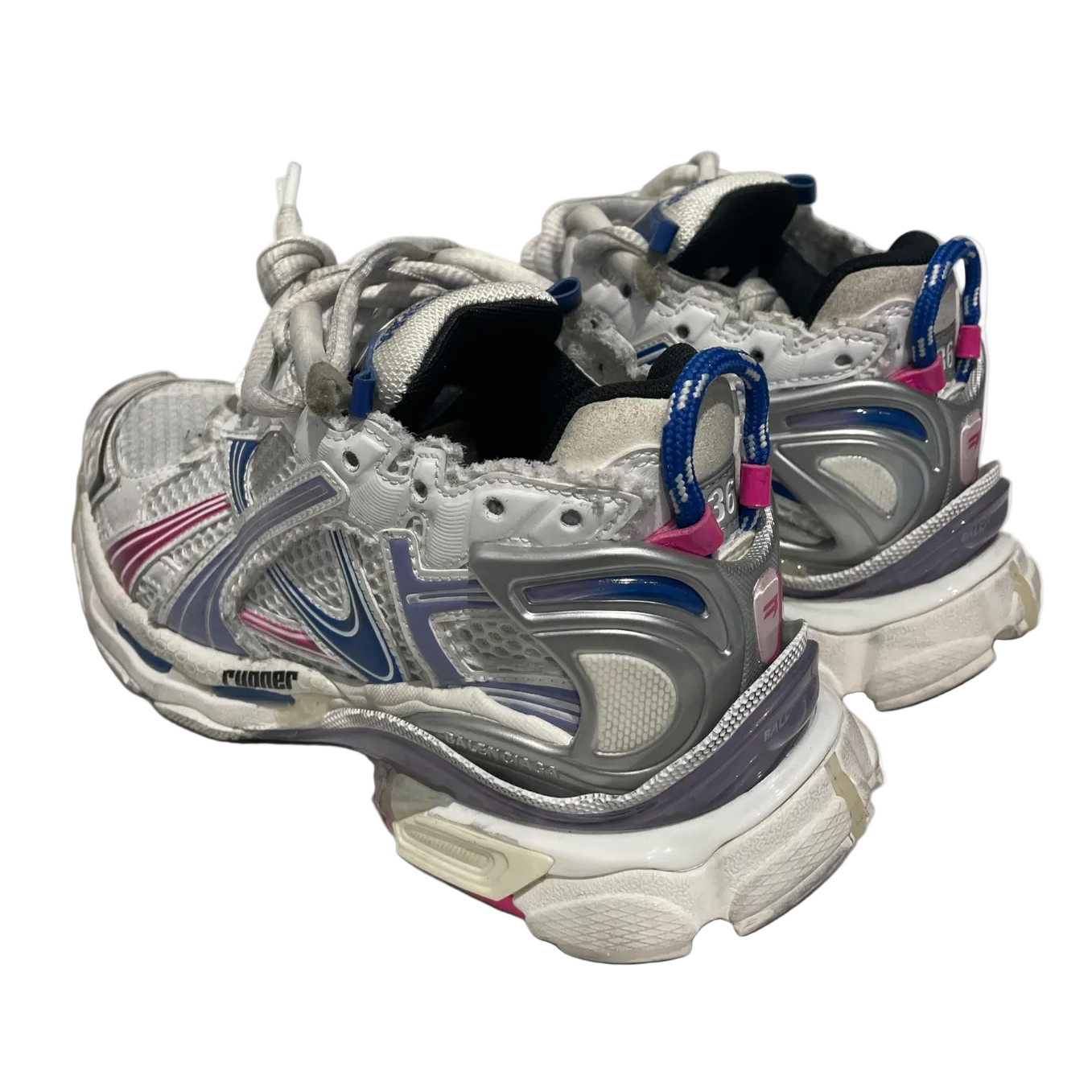 BALENCIAGA/Low-Sneakers/US 6/Cotton/GRY/Blue/ PNK/ SLVR RUNNER view 2