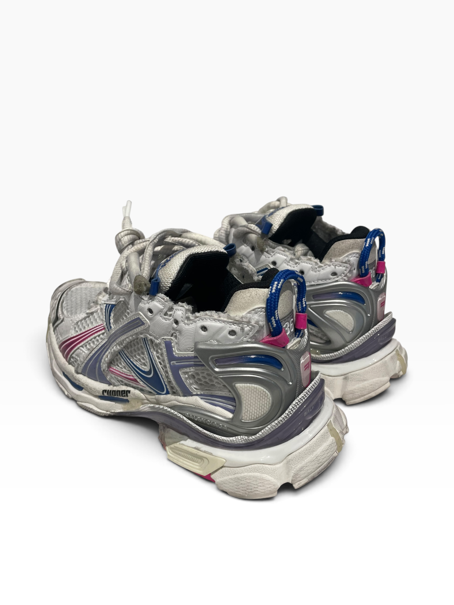 BALENCIAGA/Low-Sneakers/US 6/Cotton/GRY/Blue/ PNK/ SLVR RUNNER view 2
