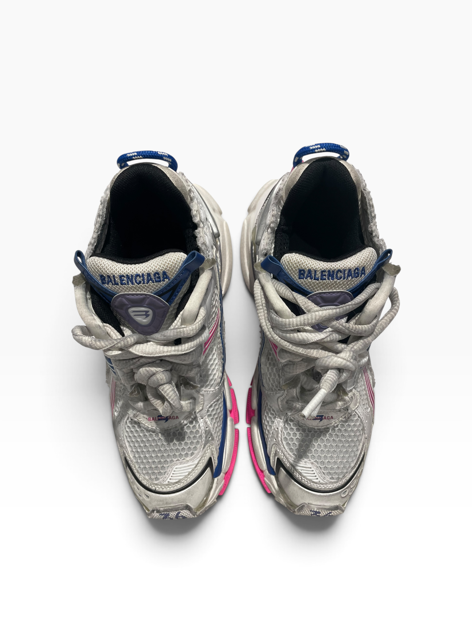 BALENCIAGA/Low-Sneakers/US 6/Cotton/GRY/Blue/ PNK/ SLVR RUNNER view 3
