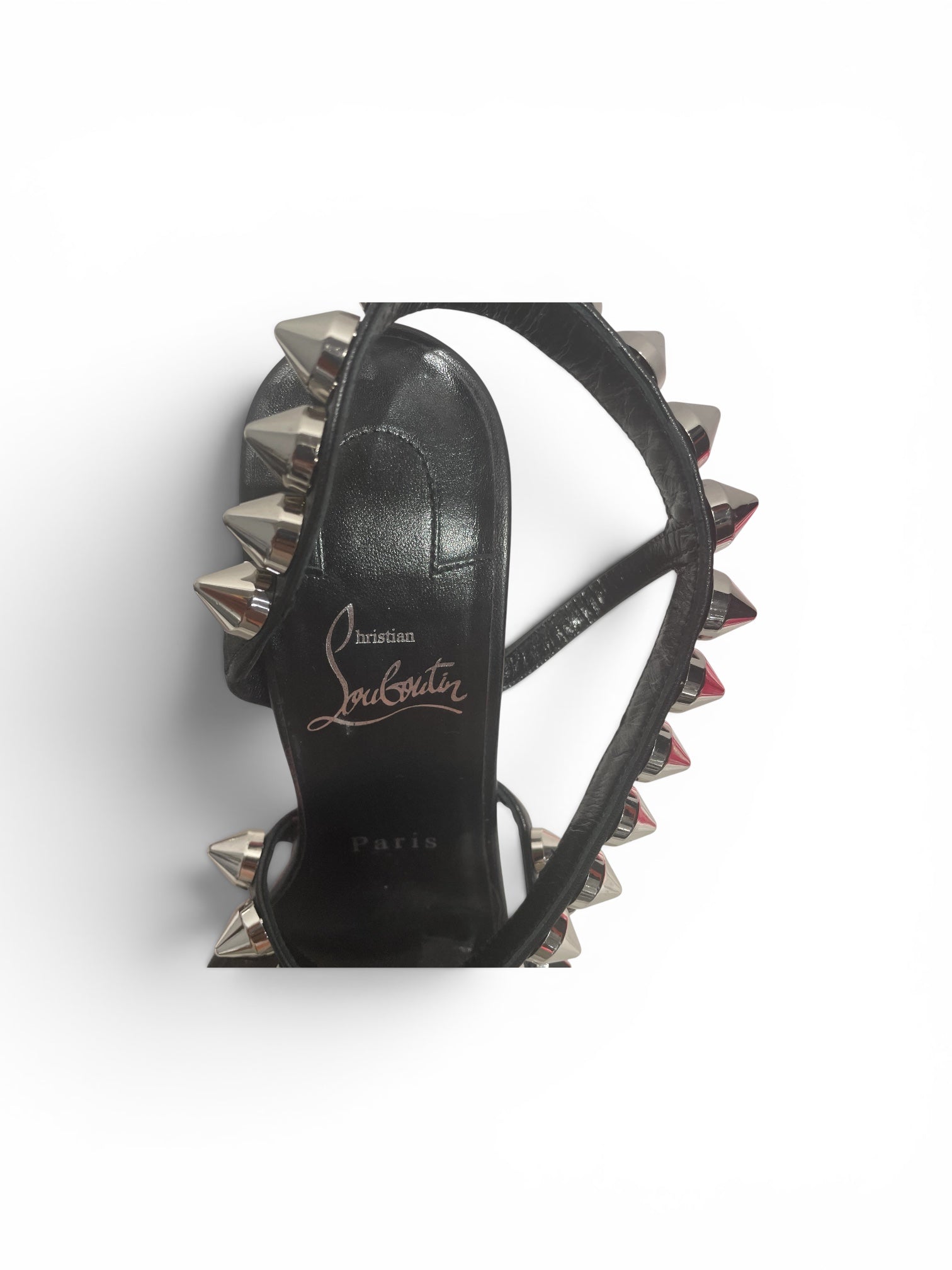 Christian Louboutin/Heels/US 7/Leather/BLK/Black Spikita Strap 100 Heels view 3