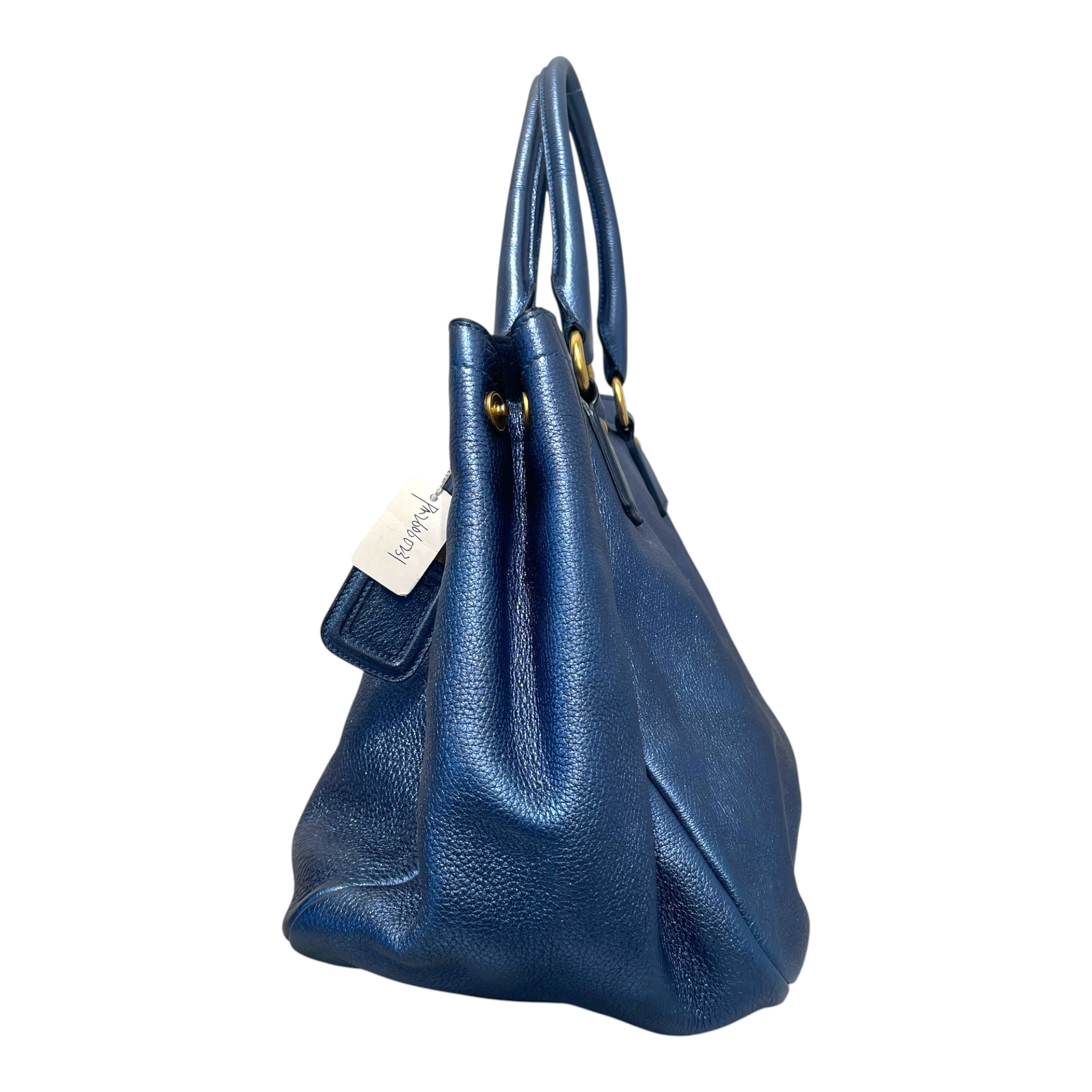 PRADA/Hand Bag/Leather/BLU/Metallic Vitello Danio Tote view 2