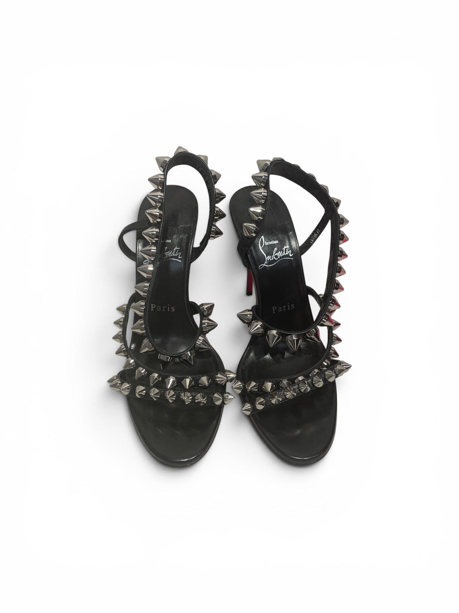 Christian Louboutin/Heels/US 7/Leather/BLK/Black Spikita Strap 100 Heels view 1