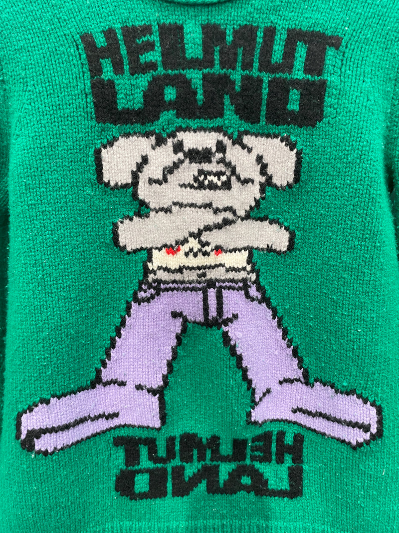 Helmut Lang/Sweater/S/Wool/GRN/Pullover/mascot knit crewneck