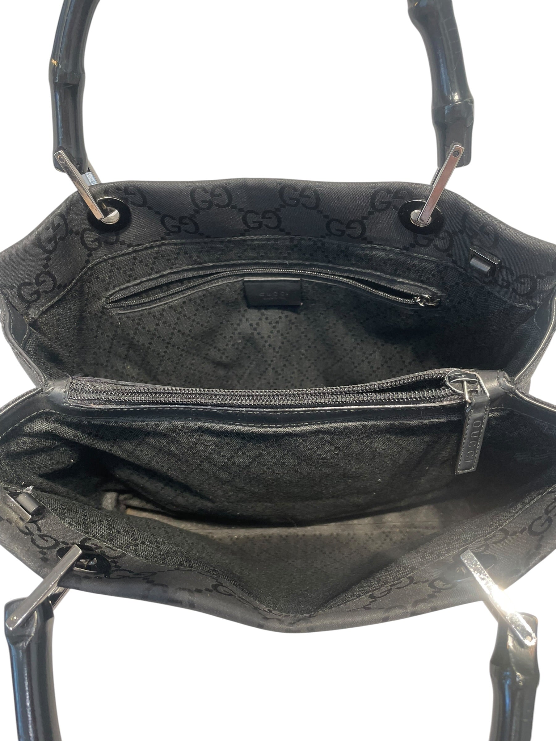 GUCCI/Clutch Bag/Nylon/BLK/BAMBOO BAG view 3