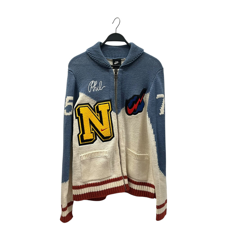 NIKE/Zip Up Hoodie/S/Graphic/Acrylic/MLT/Phil Knight Letterman Knit Swe