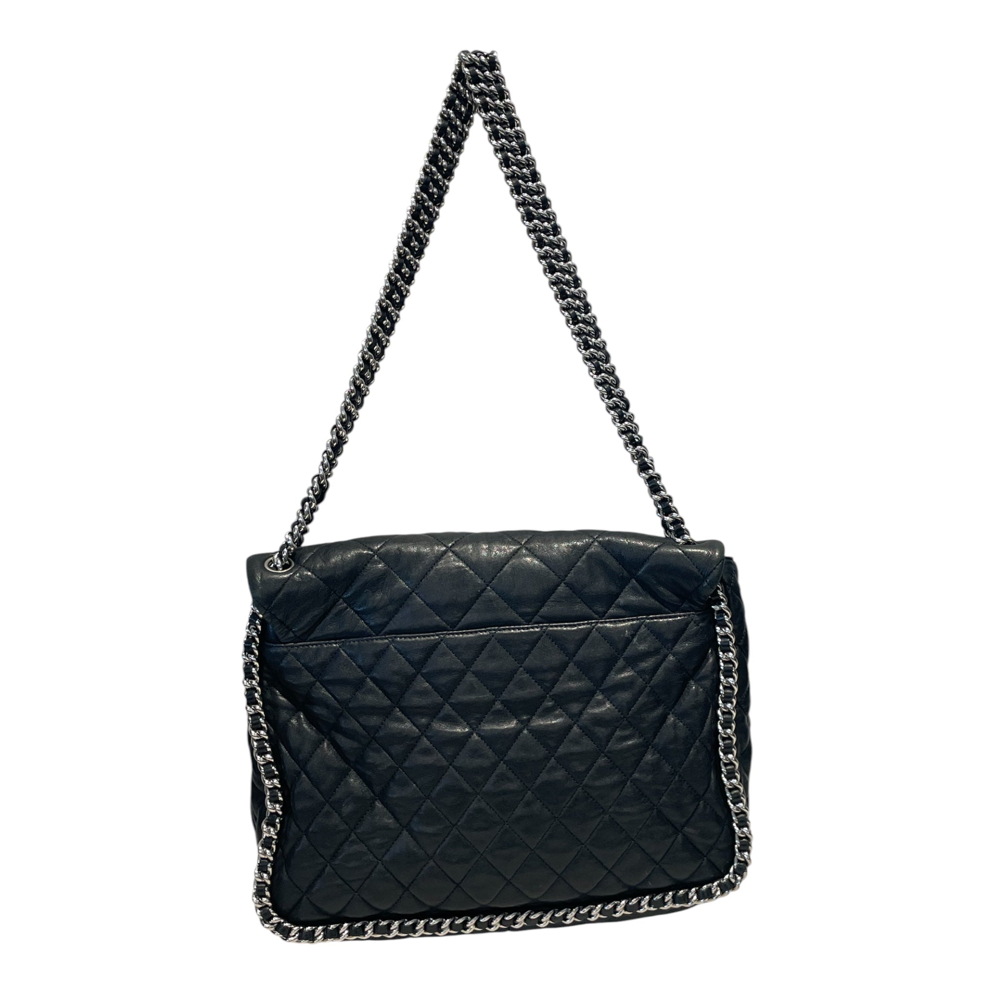 CHANEL/Hand Bag/Leather/BLK/Maxi Chain Around Flap Bag view 2