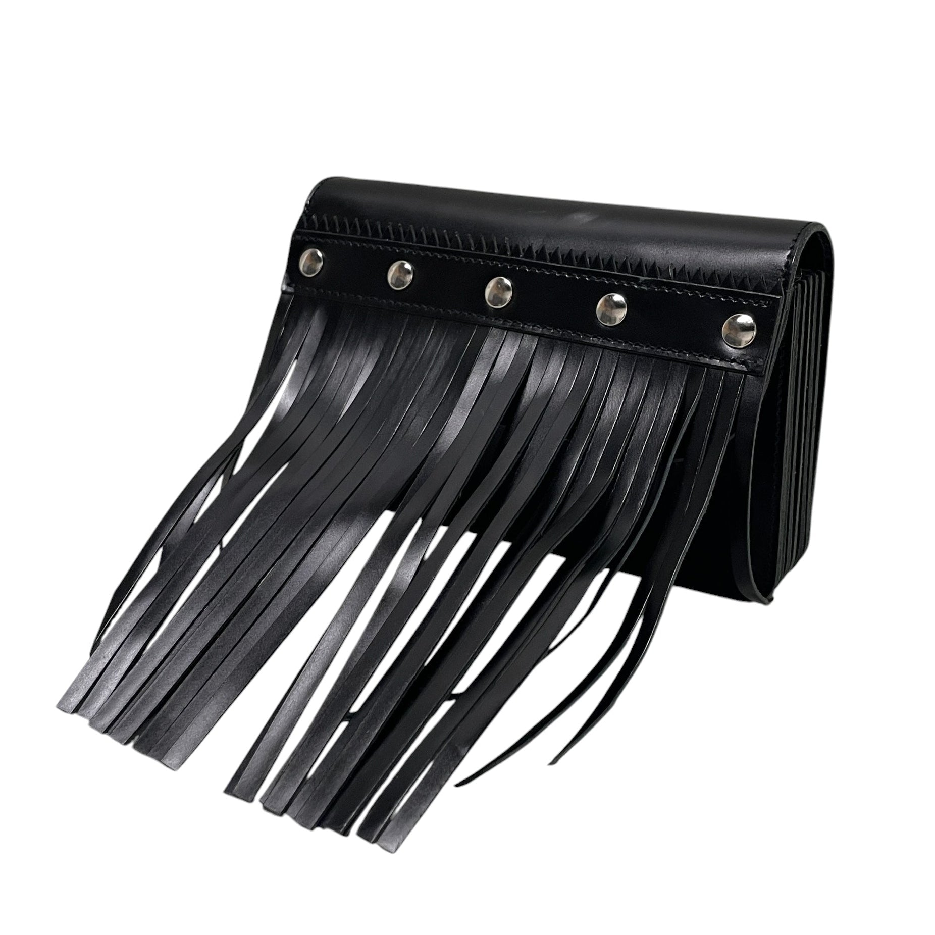 Wallet COMME des GARCONS/Long Wallet/Leather/BLK/FRINGE/BUTTON view 1